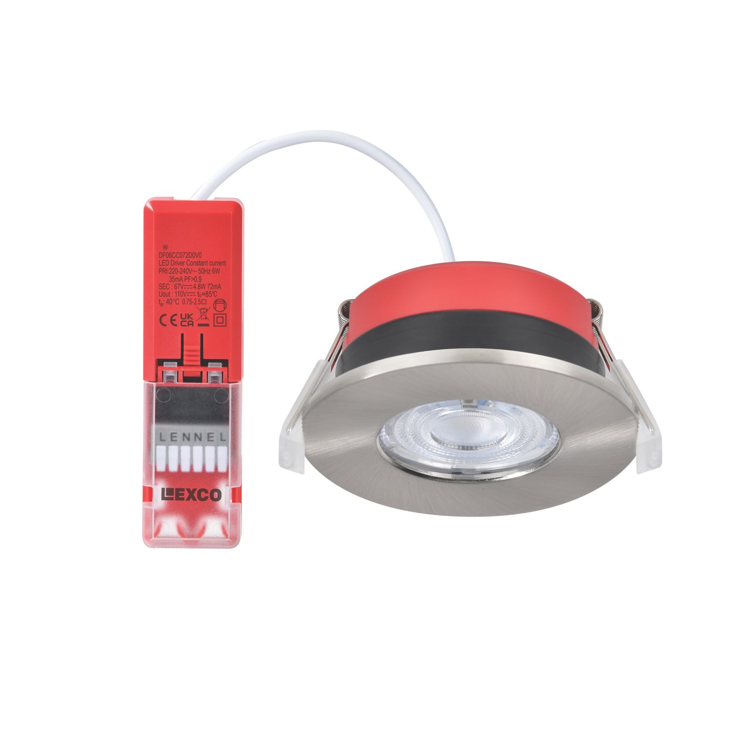 Lexco Tania Fixed Fire Rated LED Downlight Brushed Nickel 6W 600lm (464RE)