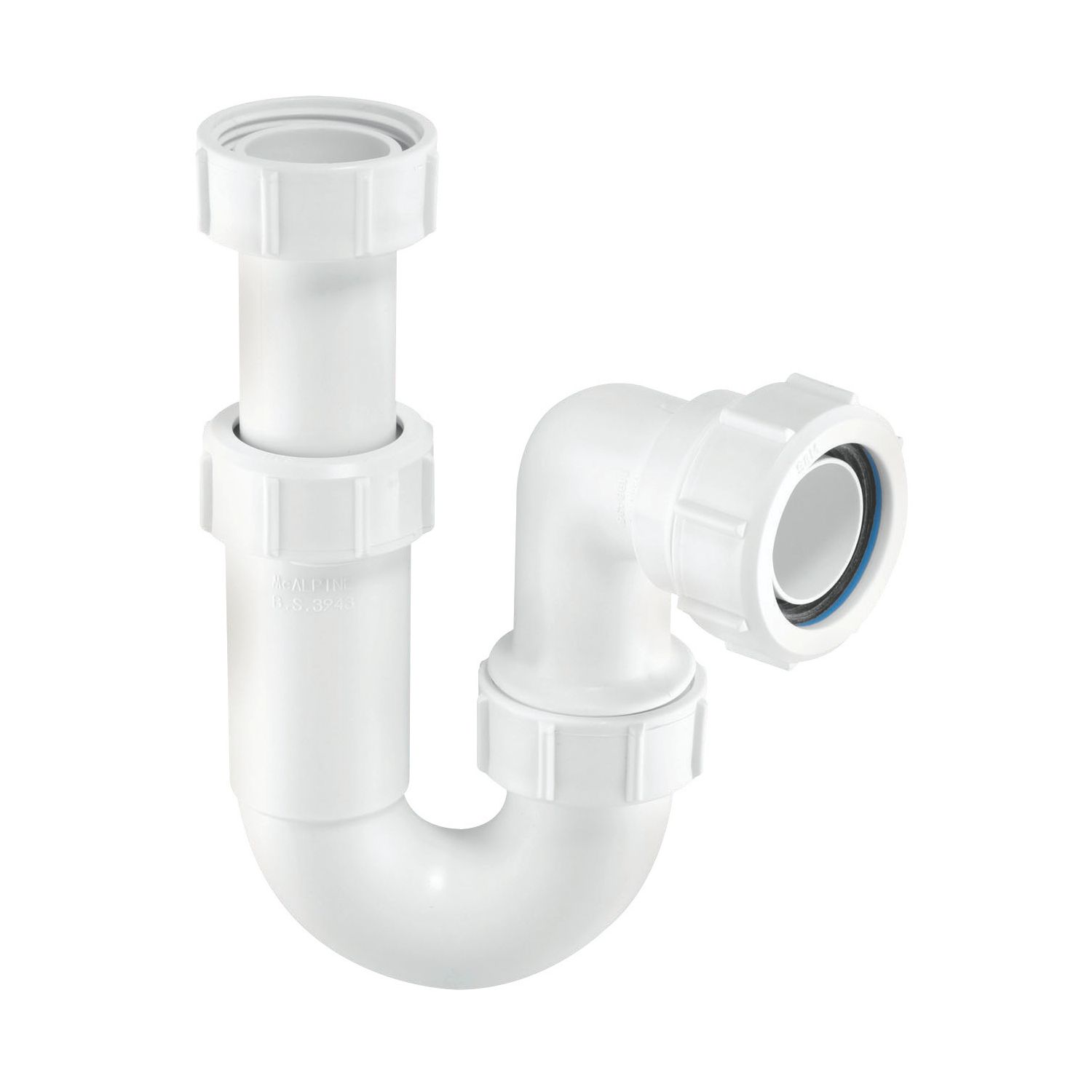 McAlpine Adjustable Inlet Tubular P Trap White 40mm (46577)