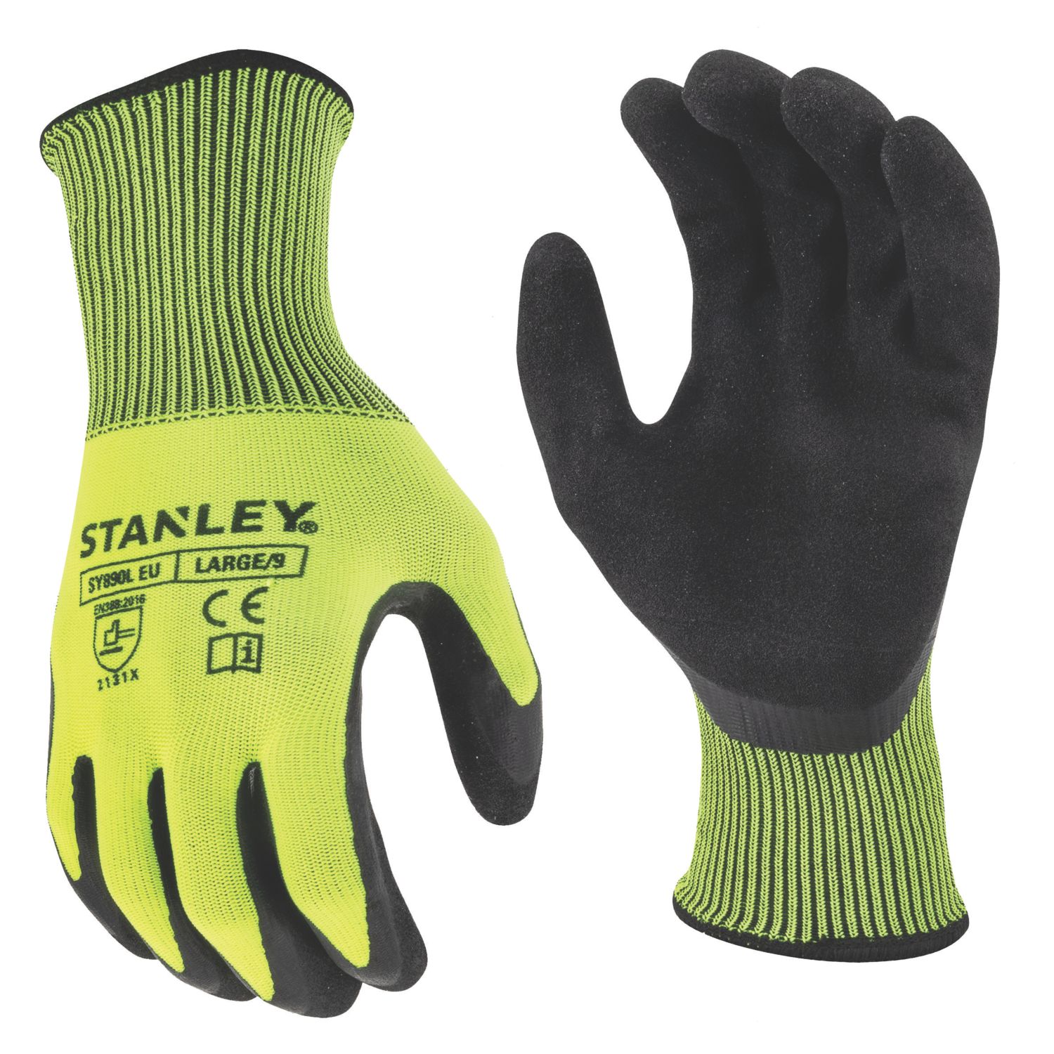 Stanley Hi-Vis Gripper Gloves Yellow Large (465AY)