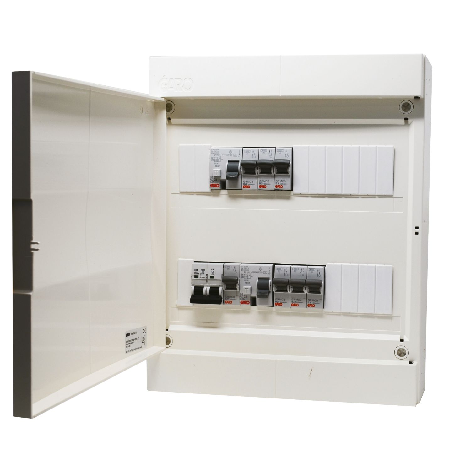 Garo G26B-7A 26-Module 7-Way Populated Dual RCD Consumer Unit (466PG)