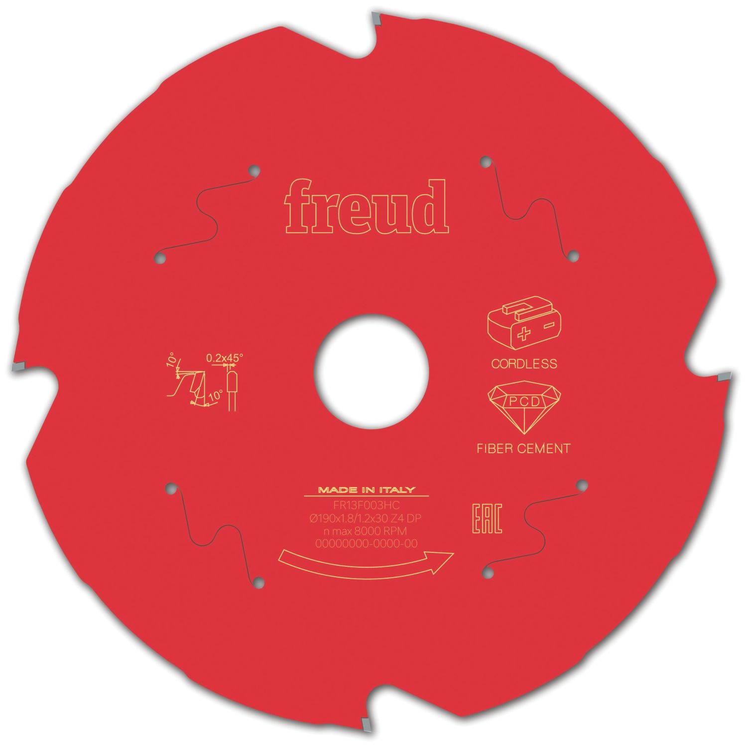 Freud F03FS10097 Fibre Cement Circular Saw Blade 190mm x 30mm 4T (466VX)