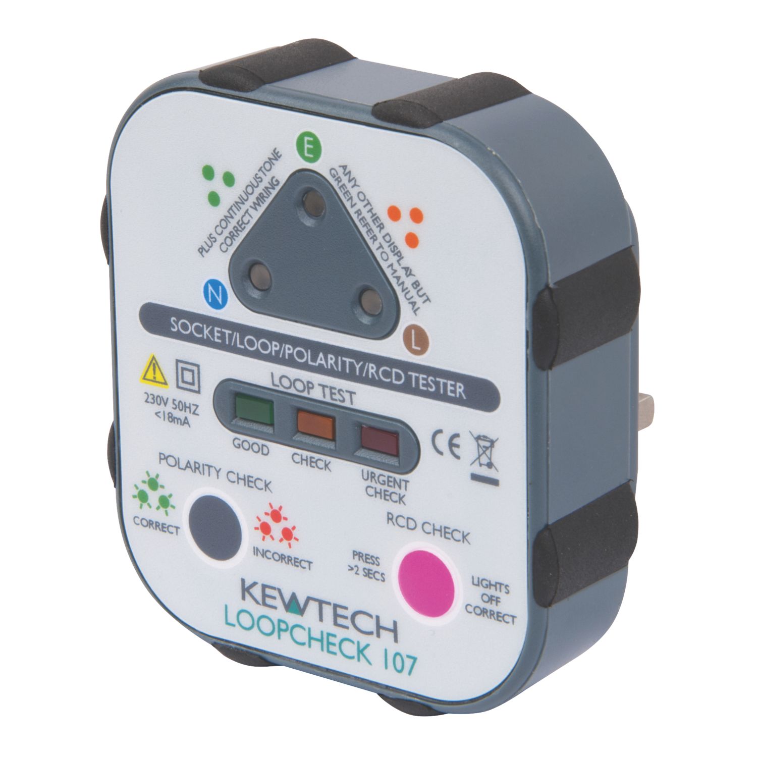 Kewtech Loopcheck 107 13A Advanced Socket Tester 230V AC (4670J)