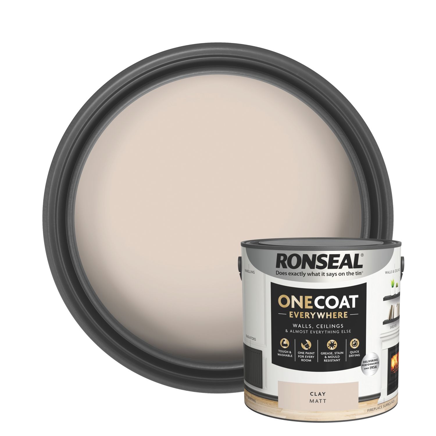 Ronseal 2.5Ltr Clay Matt Emulsion Multi Surface Paint (467CE)