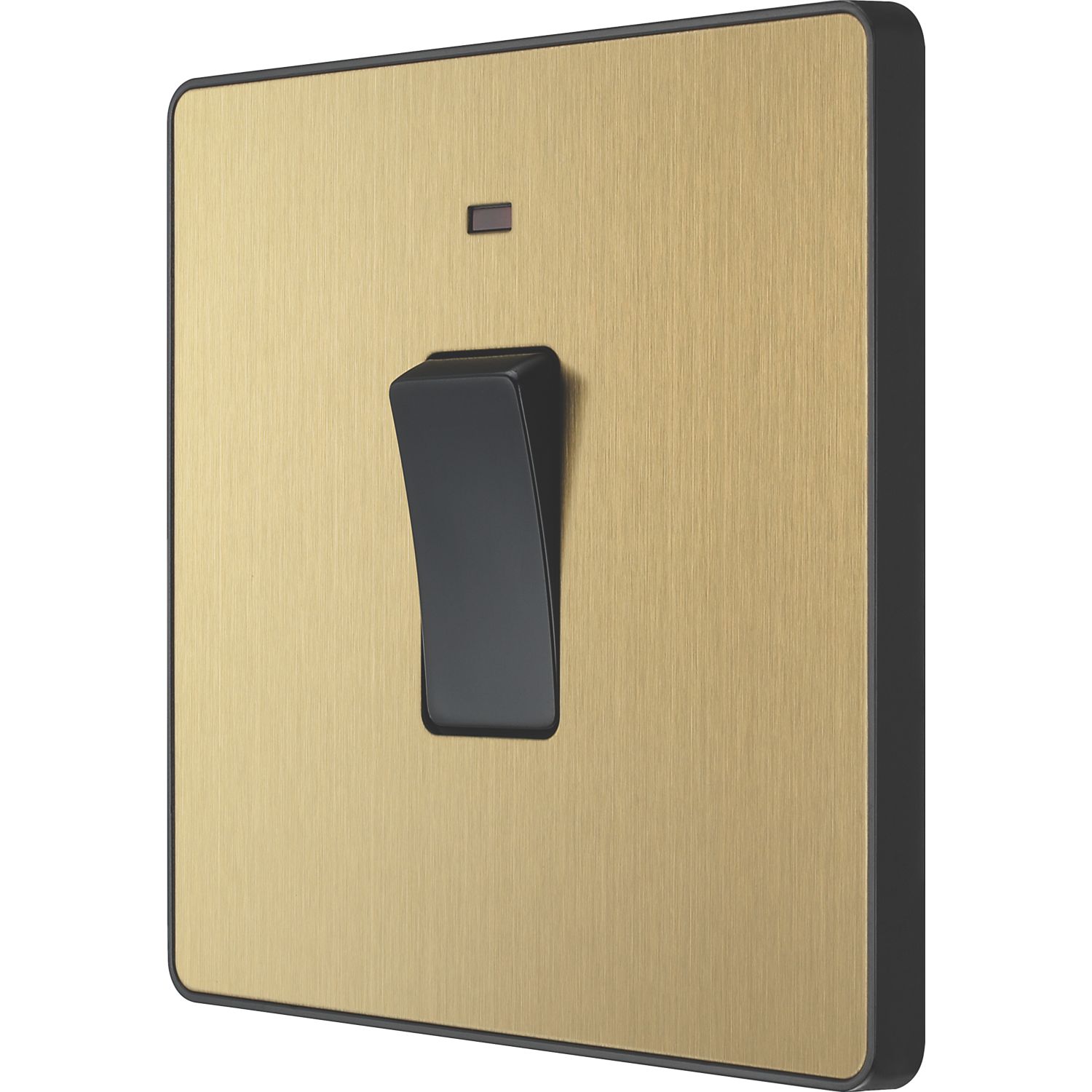 British General Evolve 20A 1-Gang DP Control Switch Satin Brass with LED with Black Inserts (467PY)
