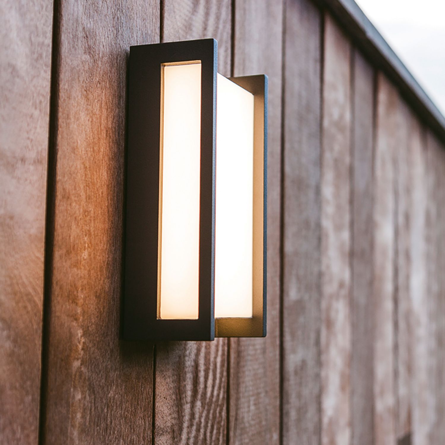 Lutec Qubo Outdoor LED Wall Light Dark Grey 15W 1300lm (468AJ)