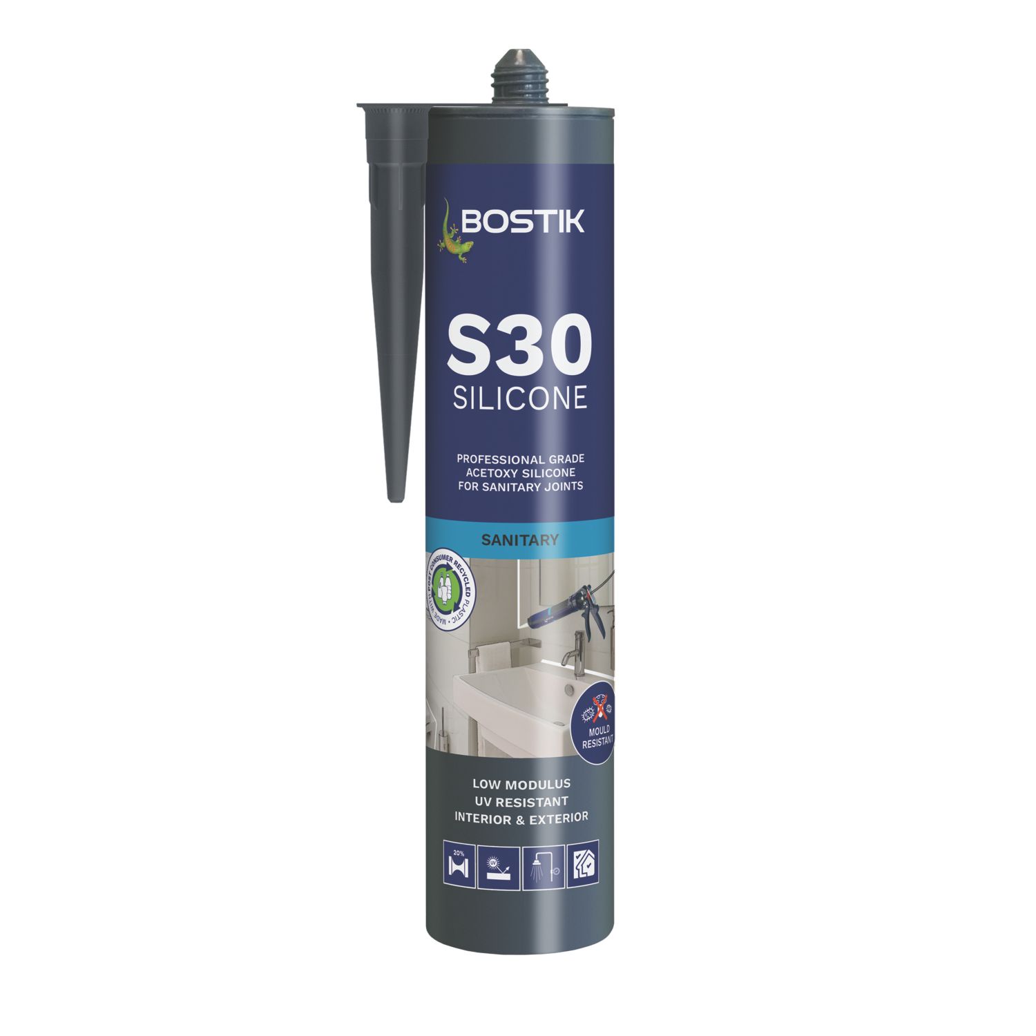 Bostik S30 Sanitary Silicone Sealant White 310ml (469JE)