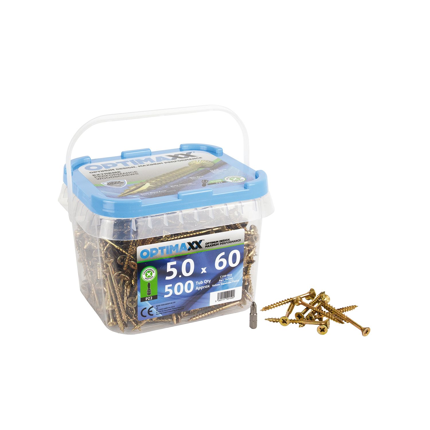 Optimaxx PZ Countersunk Wood Screws 5mm x 60mm 500 Pack (471TY)