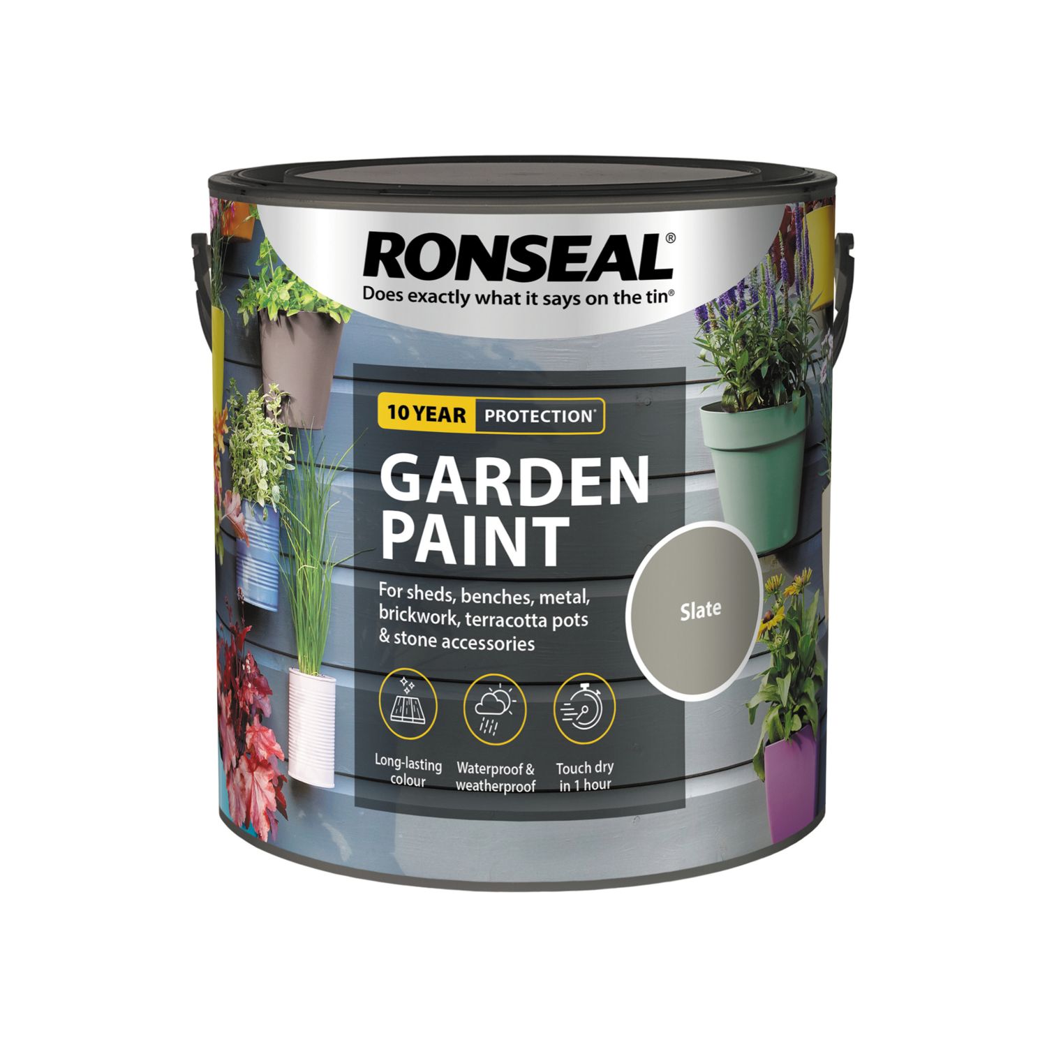 Ronseal 2.5Ltr Slate Matt Garden Paint (4723H)