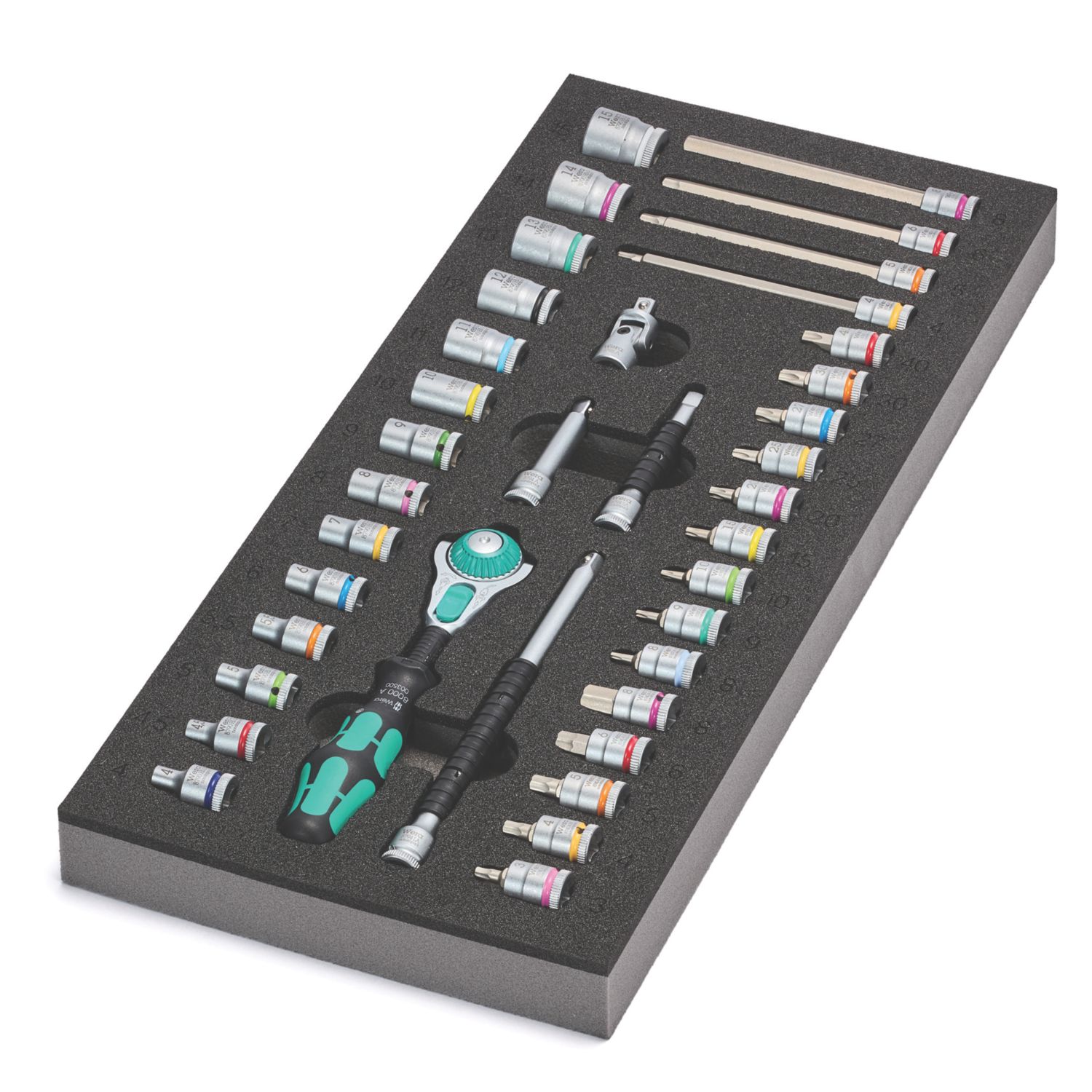 Wera 9720/8000 A Zyklop Speed Foam Insert 1/4" Drive Ratchet & Socket Set 37 Pcs (472XX)