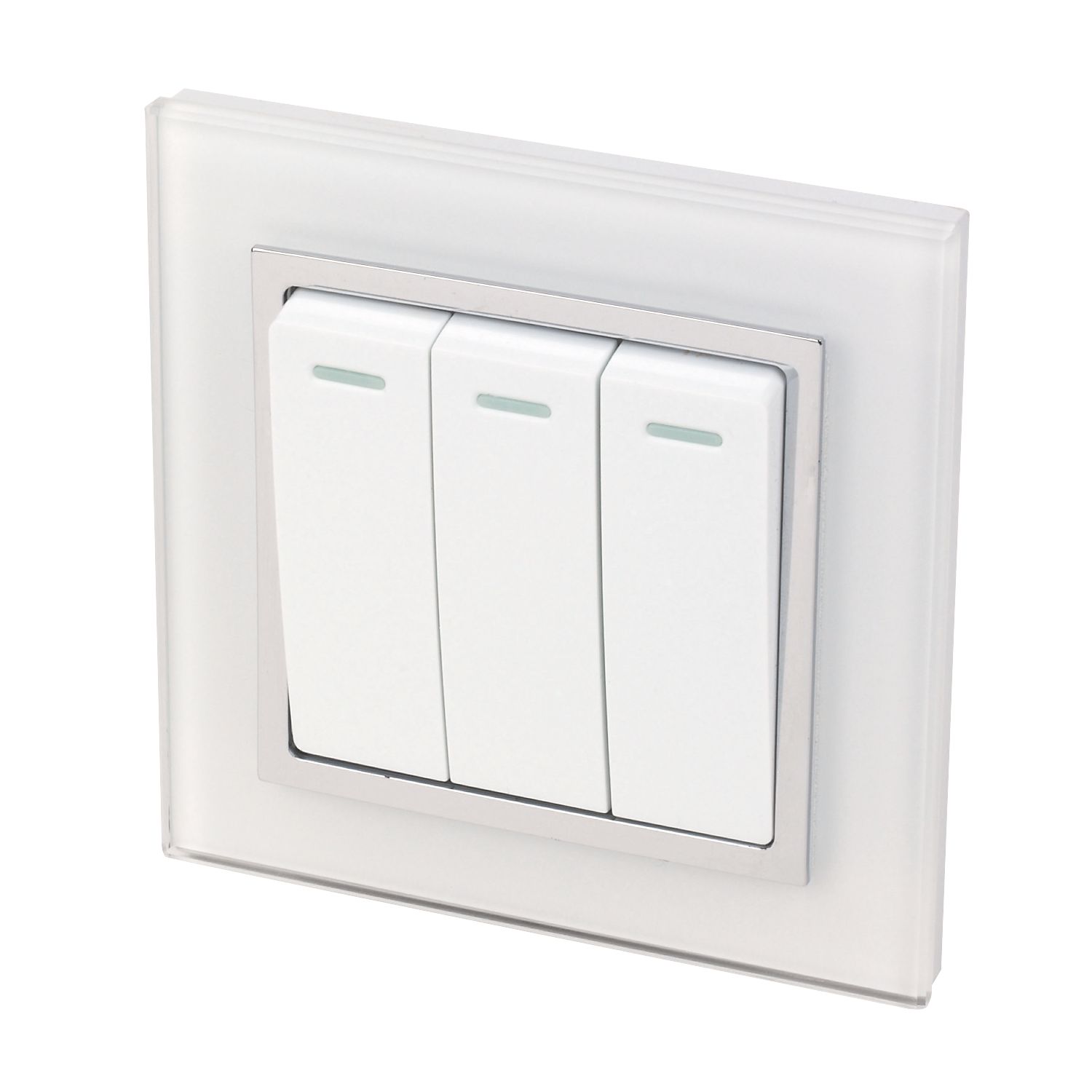 Retrotouch Crystal 10A 3-Gang 2-Way Light Switch White Glass (4732J)