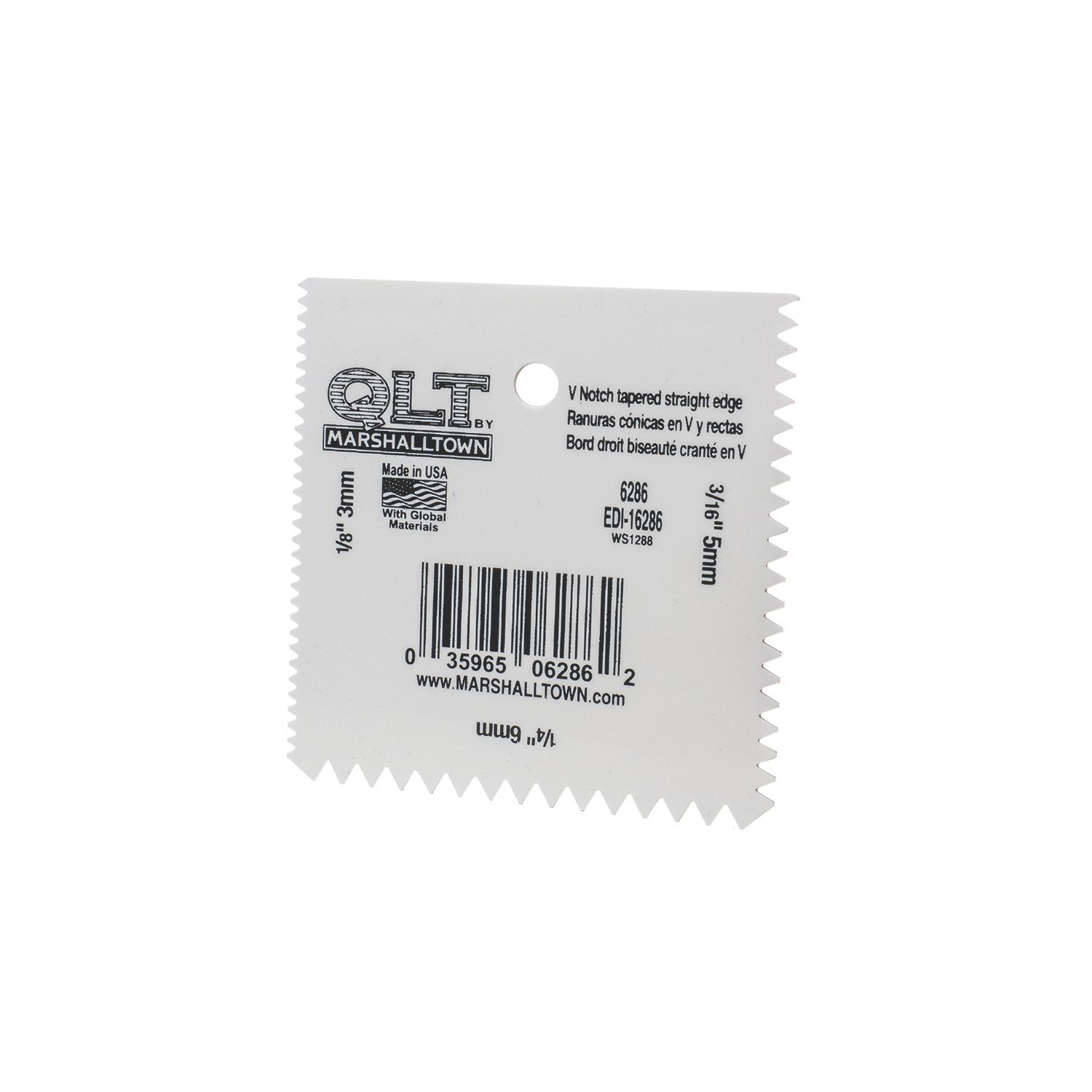 Marshalltown QLT 3, 5 & 6mm V Notch Tile Spreader 4" (473GL)