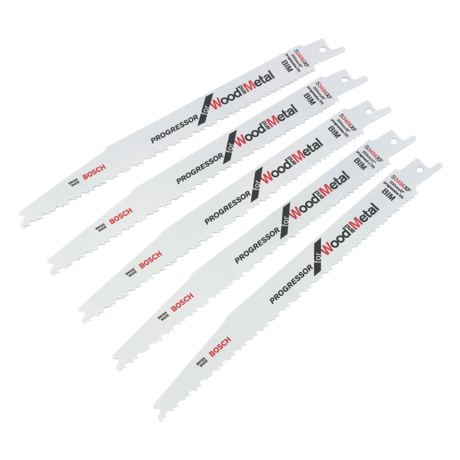 Bosch S 3456 XF Progressor Multi-Material Reciprocating Saw Blades 200mm 5 Pack (474FW)