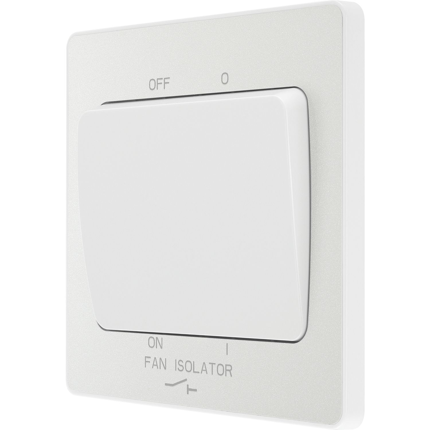 British General Evolve 10A 1-Gang 3-Pole Fan Isolator Switch Pearlescent White with White Inserts (474PX)