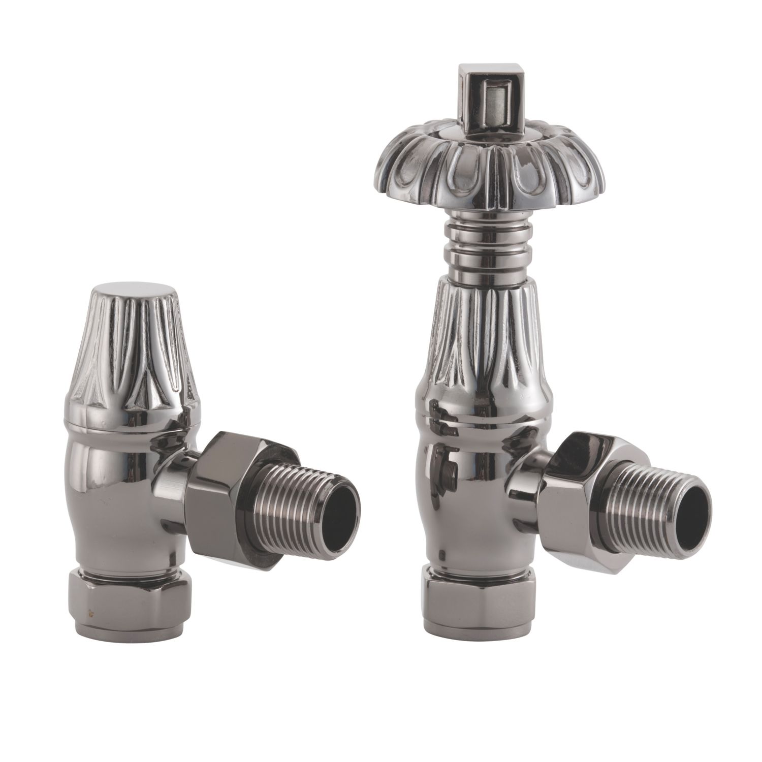 Arroll UK-18 15mm x 1/2" Black Nickel Angled Traditional Thermostatic Radiator Valve & Lockshield (4750G)