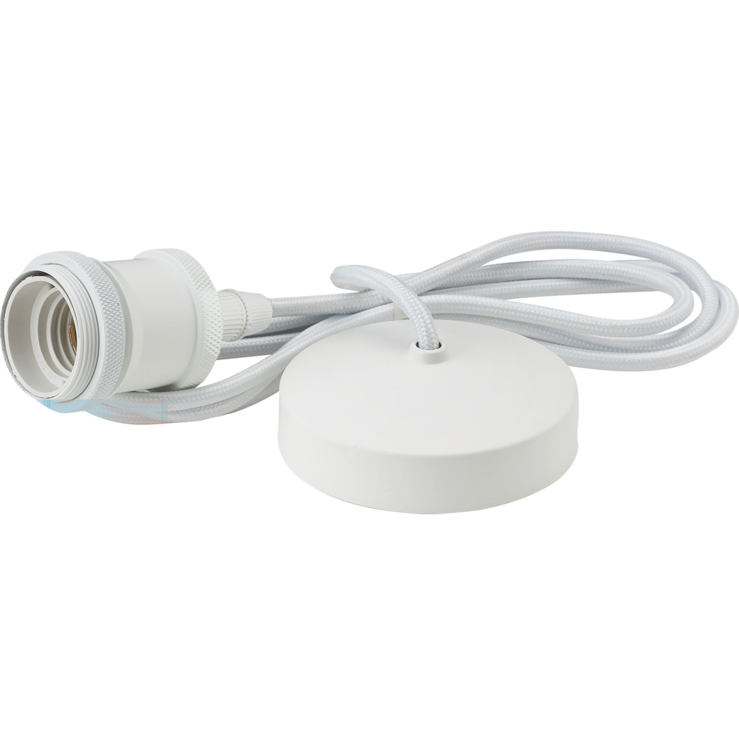 Knightsbridge Vintage 1.8m Pendant Set Light Fitting E27 Matt White 3 1/2" (475TY)