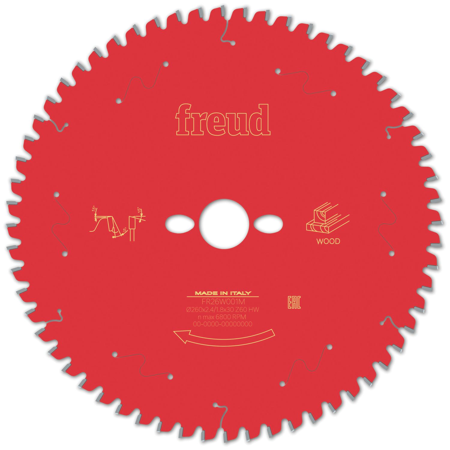 Freud F03FS09760 Wood/Chipboard/MDF Circular Saw Blade 260mm x 30mm 60T (477VV)