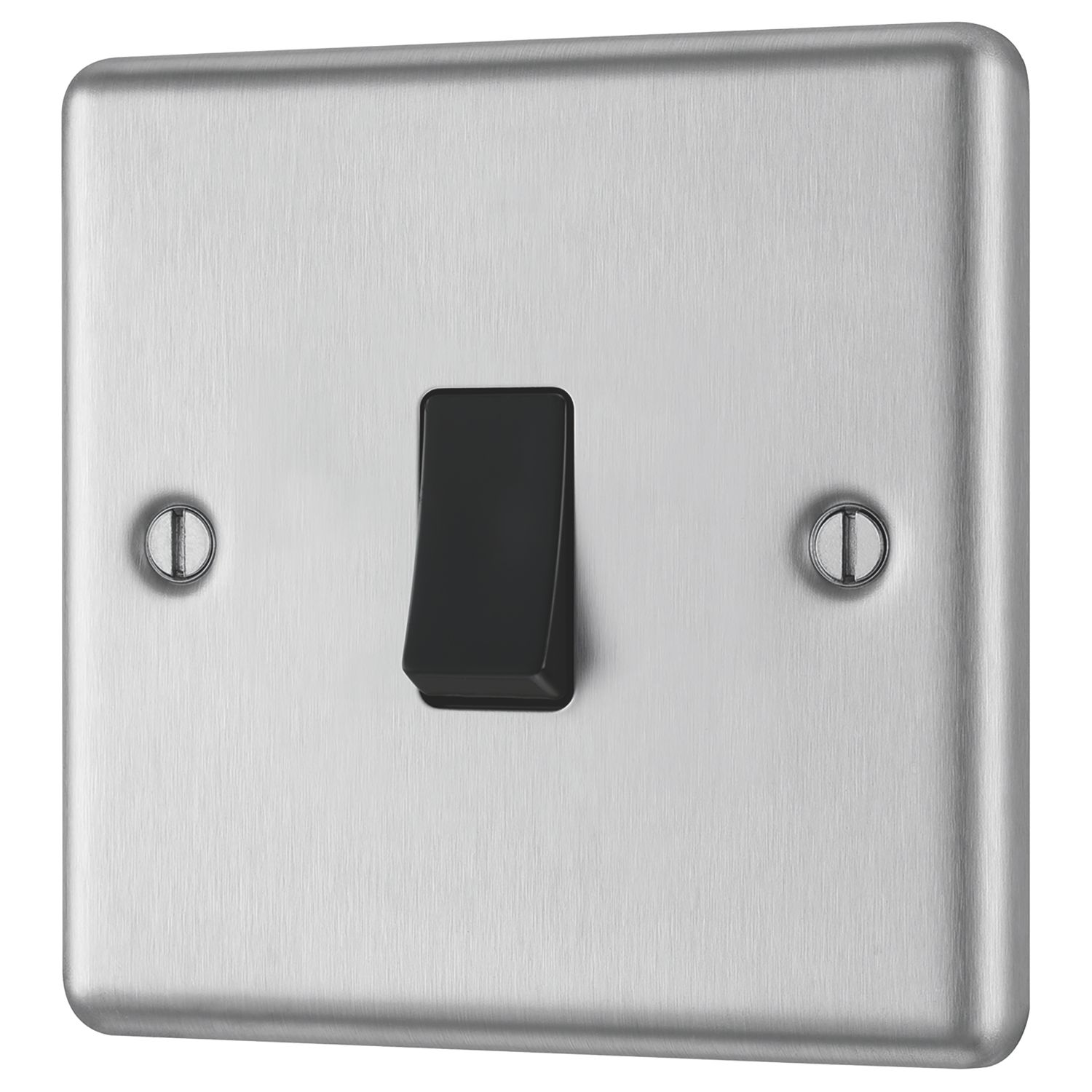 LAP 10AX 1-Gang 2-Way Light Switch Brushed Stainless Steel with Black Inserts (48123)