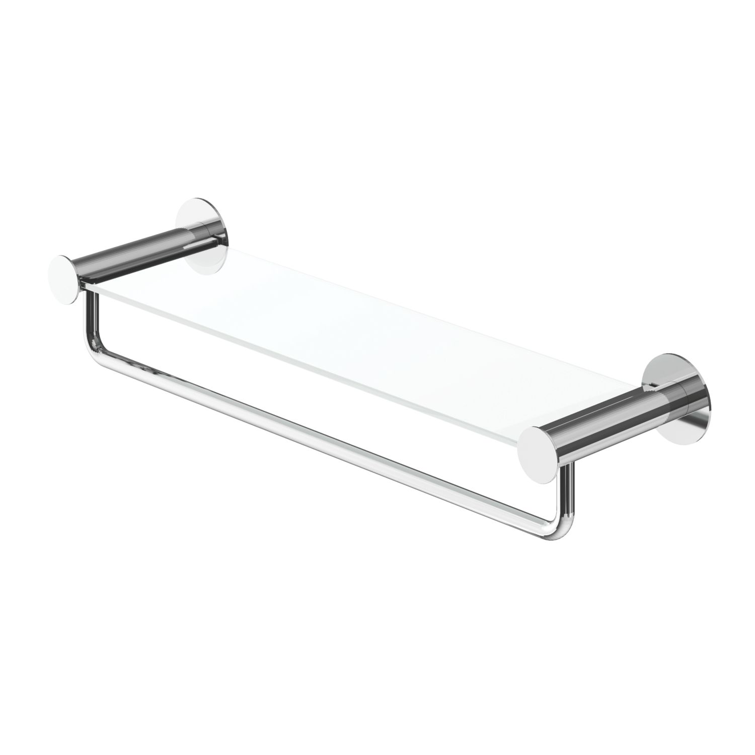 Swirl Caldew Chrome Stainless Steel & Tempered Glass Bathroom Shelf with Towel Rail 450mm x 118mm x 81mm (481YT)