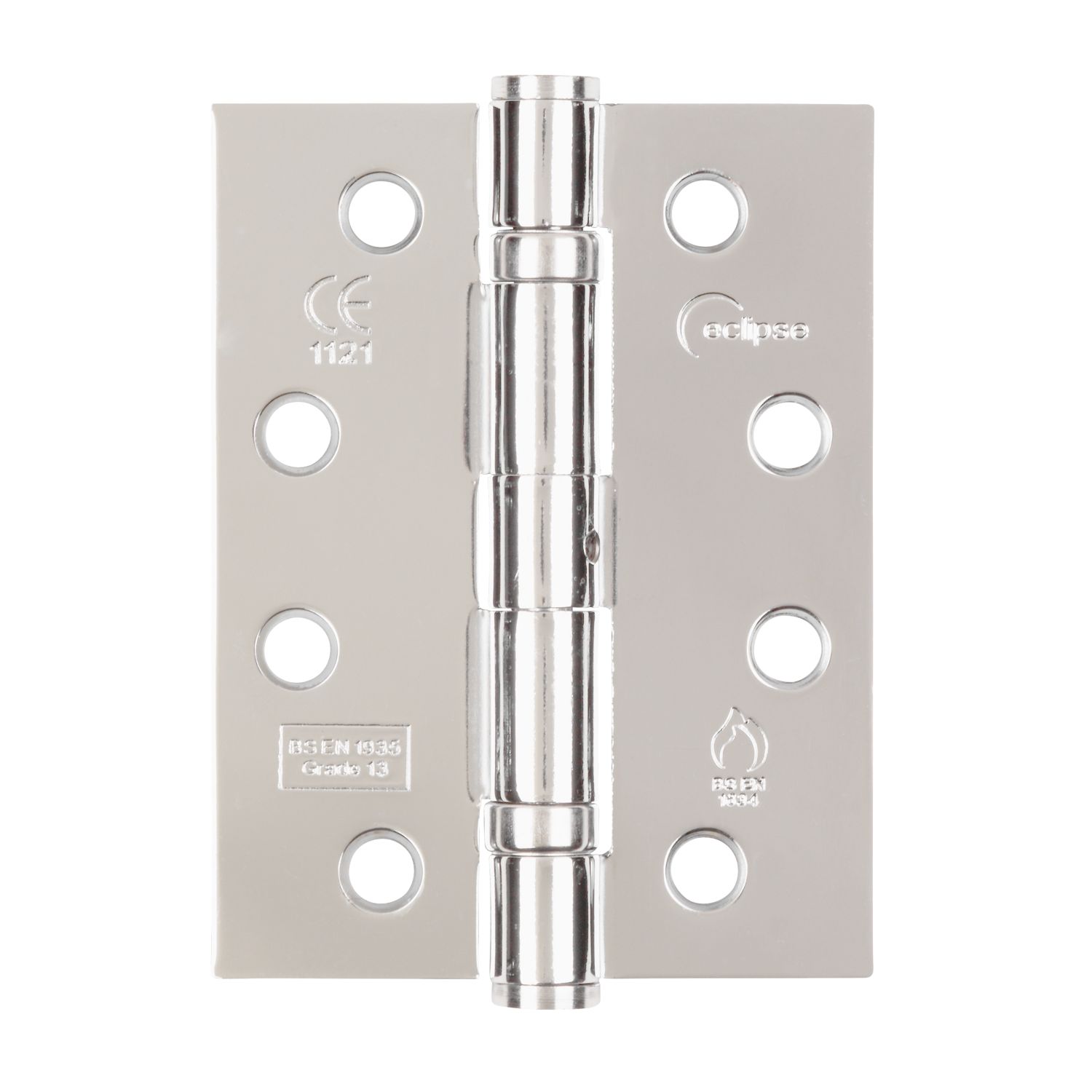 Eclipse Polished Chrome Grade 13 Fire Rated Ball Bearing Hinges 102mm x 76mm 2 Pack (4822J)
