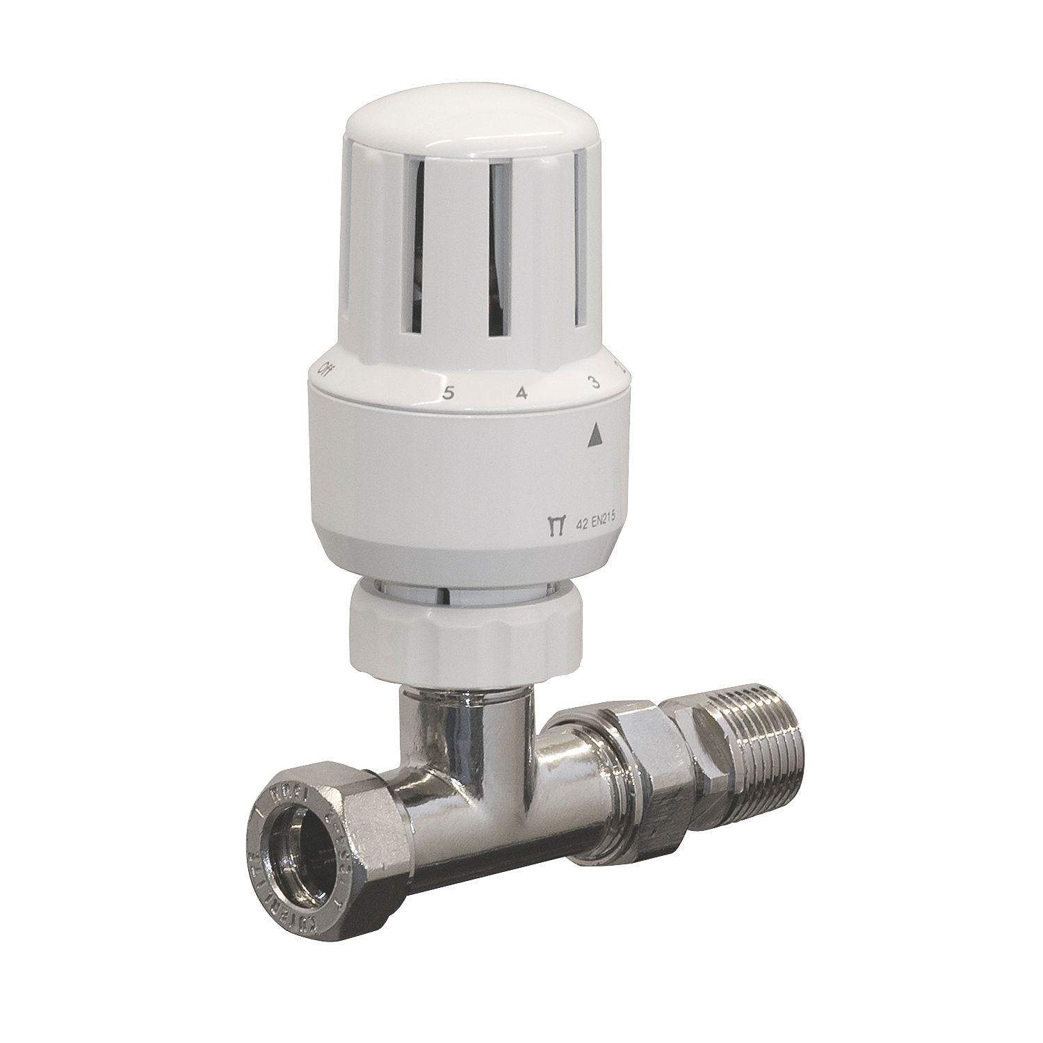 15mm x 1/2" White Straight & L/S Thermostatic Radiator (48346)