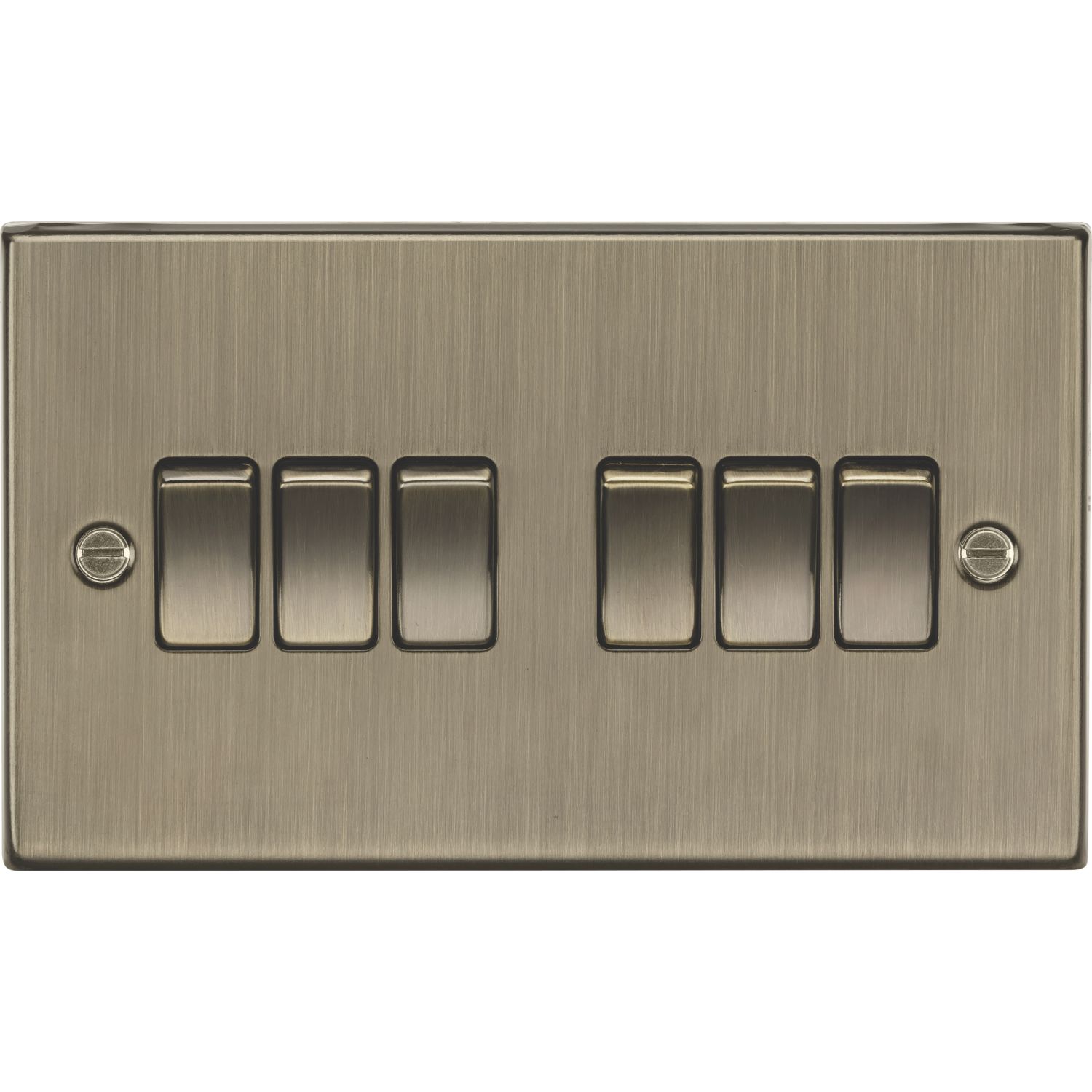 Knightsbridge 10AX 6-Gang 2-Way Light Switch Antique Brass (484TY)