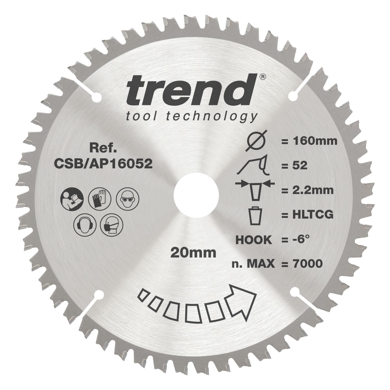 Trend CSB/AP16052 Aluminium Plunge Saw Blade 160mm x 20mm 52T (484XG)