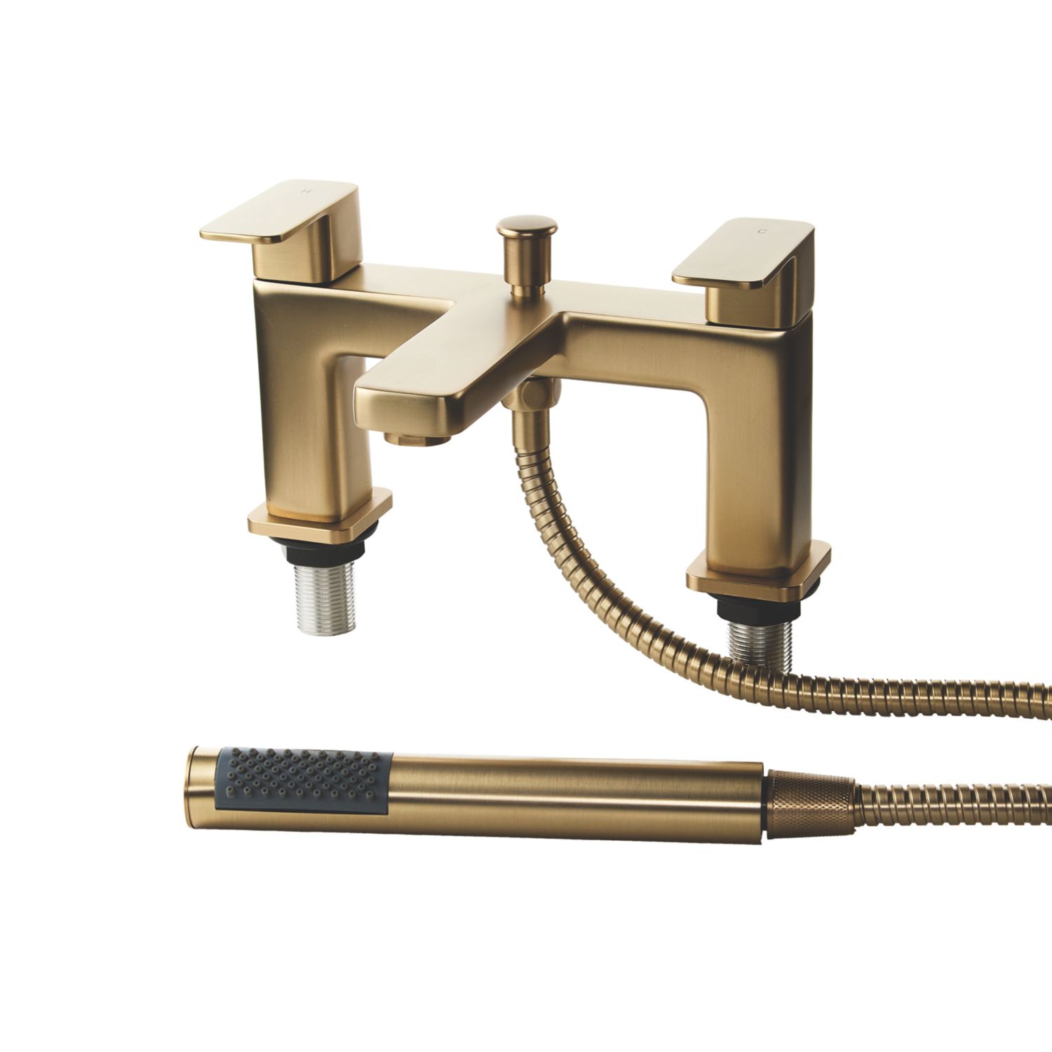 ETAL Lanza Brushed Brass 174mm Deck Mounted Dual Control Manual Shower Mixer Tap (484YU)