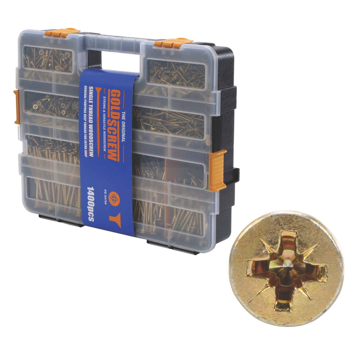 Goldscrew PZ Double-Countersunk Multipurpose Screw Trade Case 1400 Pack (486EH)