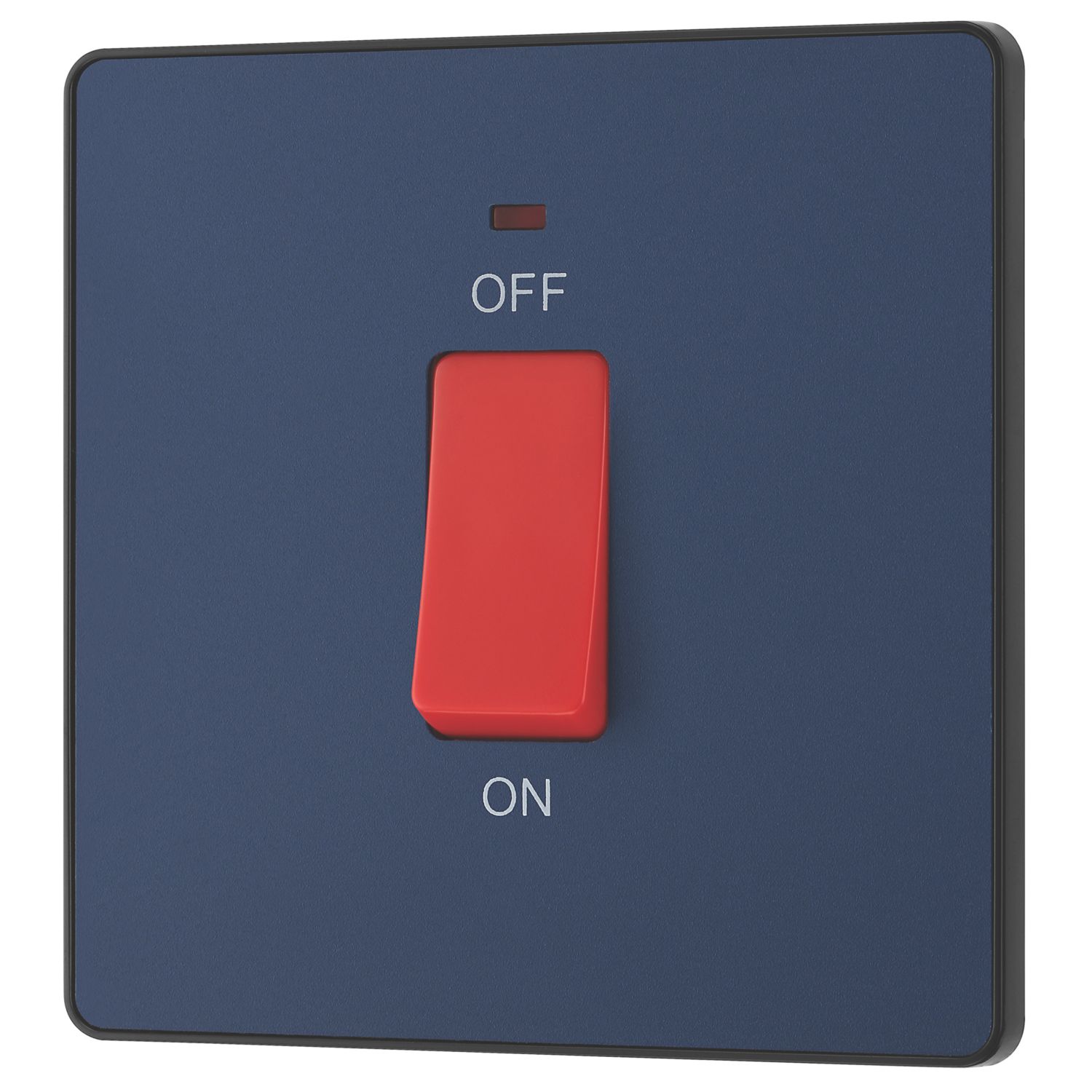 British General Evolve 45A 1-Gang 2-Pole Cooker Switch Blue with LED with Black Inserts (487PY)