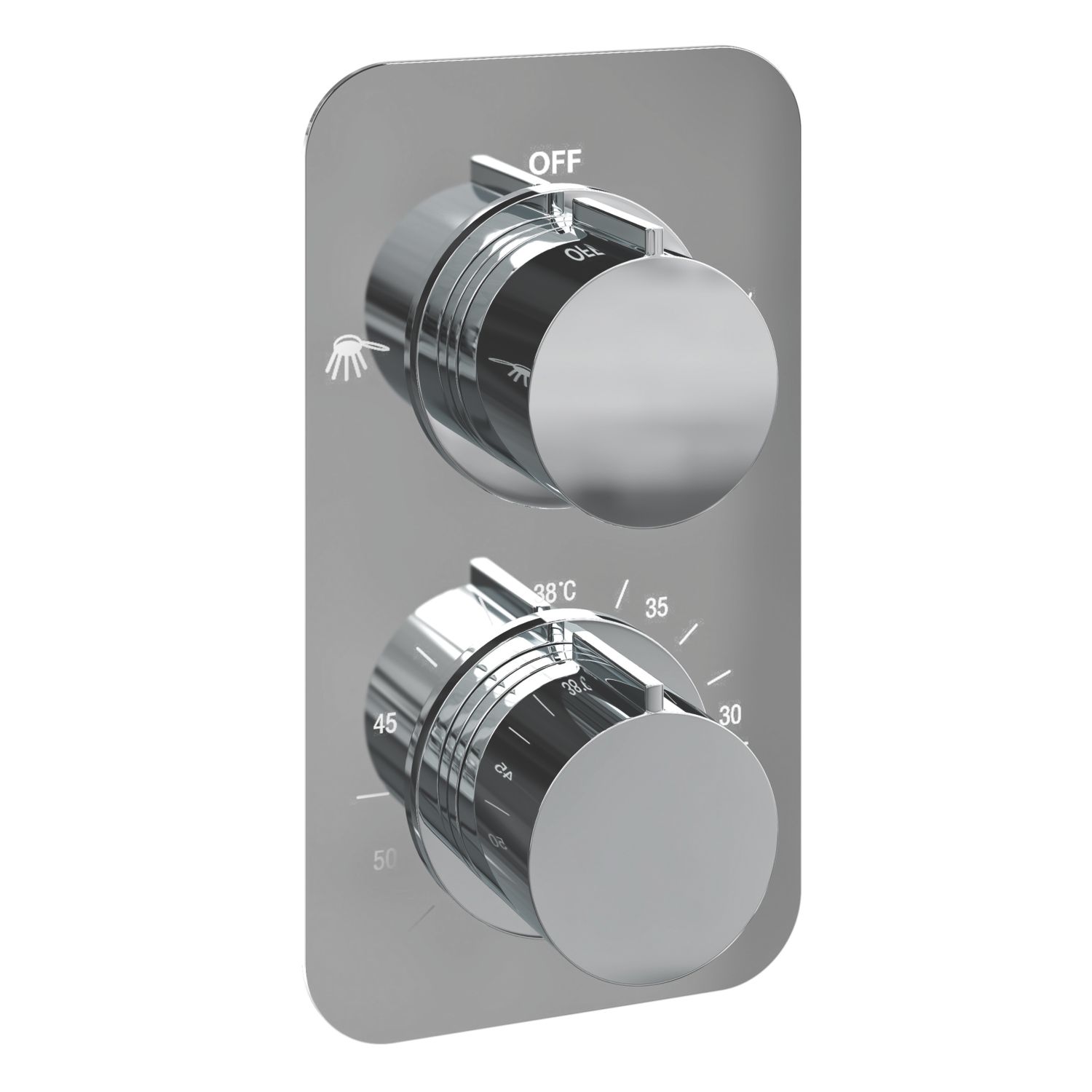 ETAL Pinto Concealed Dual Outlet Thermostatic Chrome Shower Valve With Diverter (489VN)