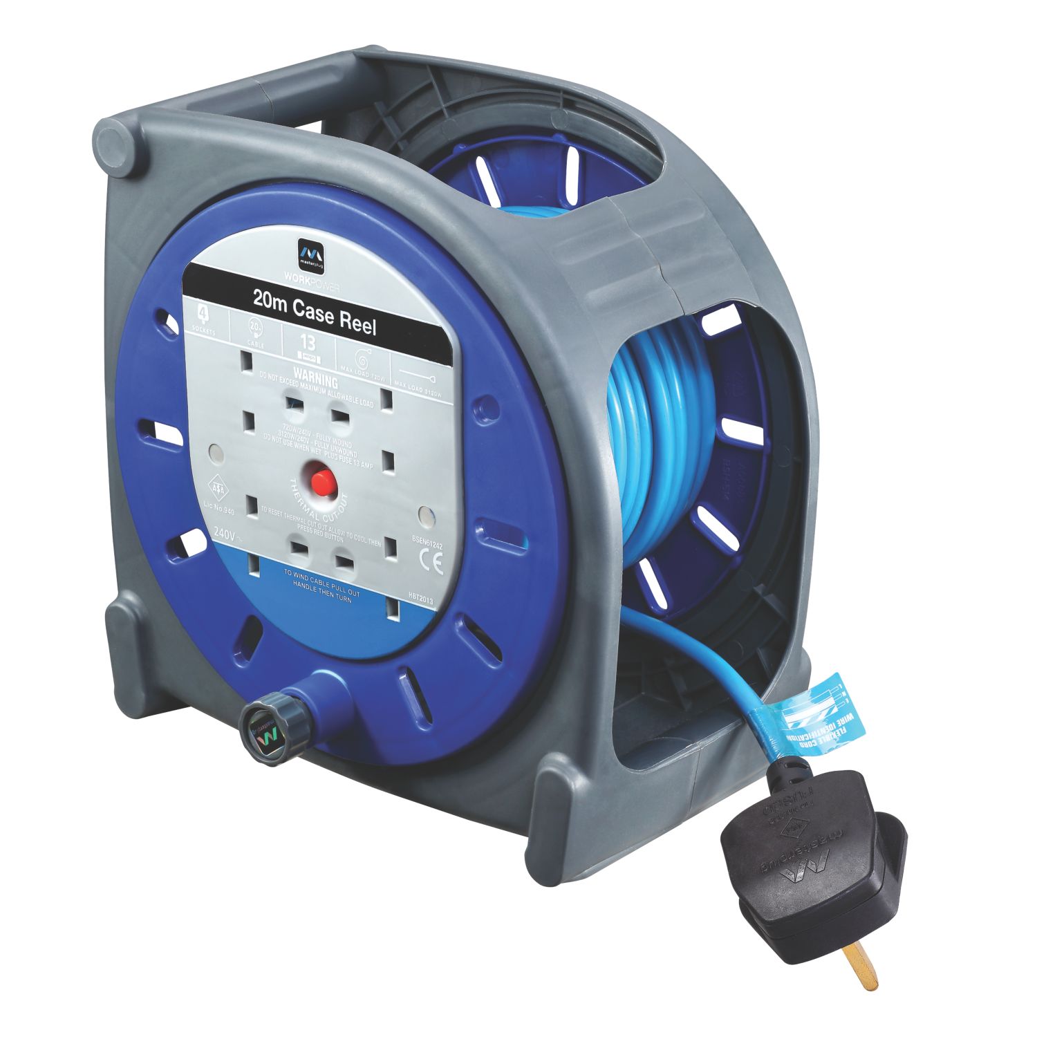 Masterplug HBT2013BQ/4-XD 13A 4-Gang 20m Cable Reel 240V (49012)