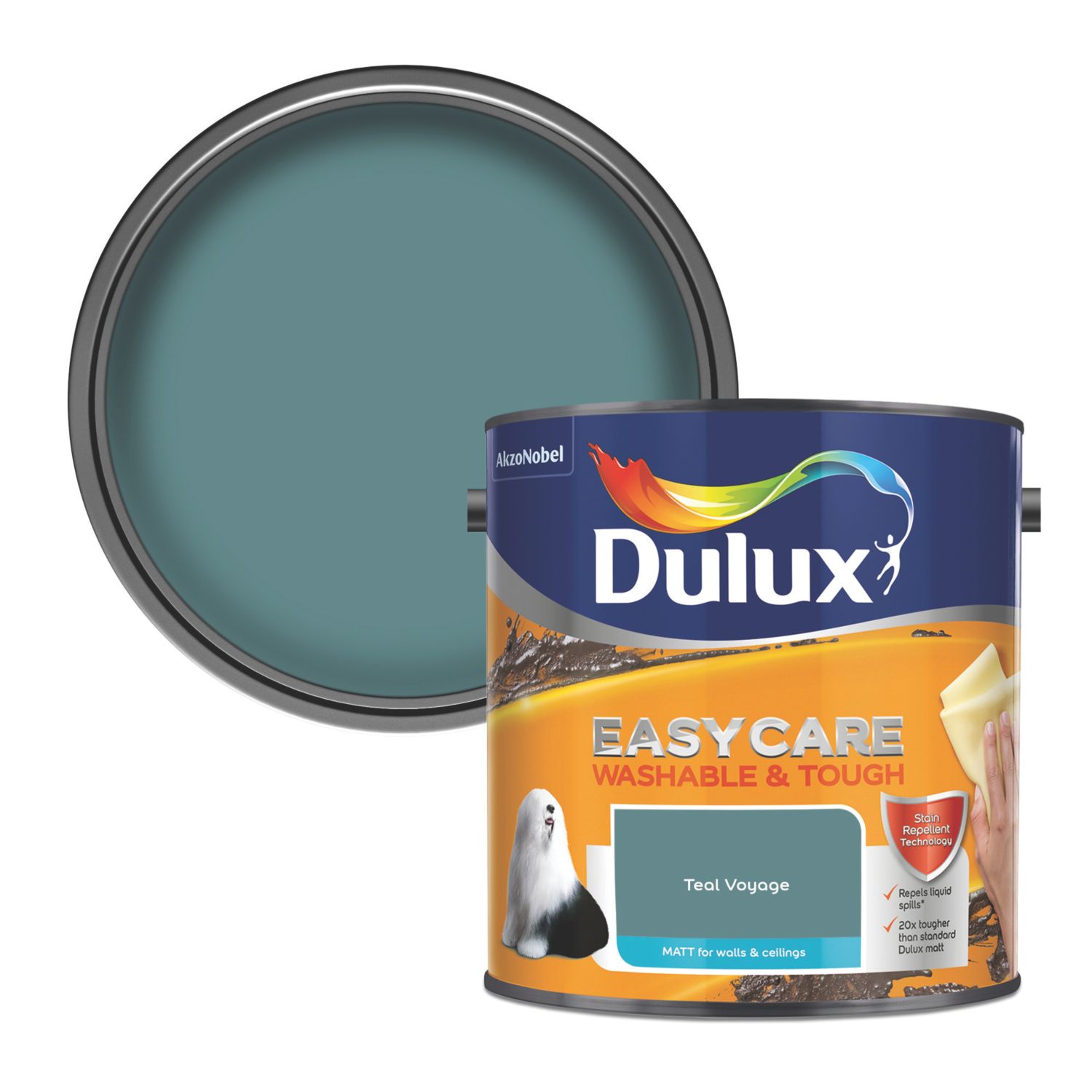 Dulux EasyCare Washable & Tough 2.5Ltr Teal Voyage Matt Emulsion Paint (490PJ)