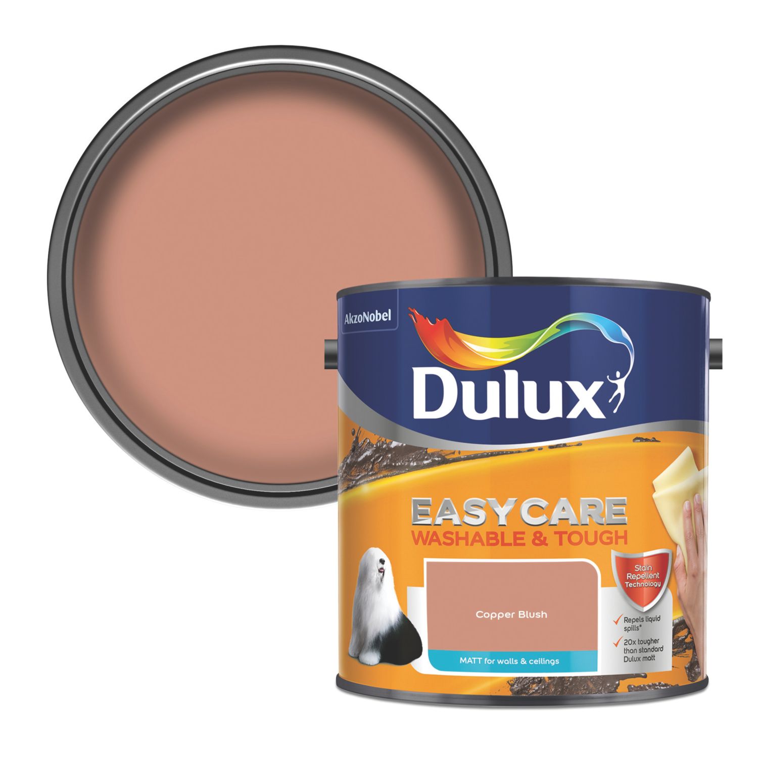 Dulux EasyCare Washable & Tough 2.5Ltr Copper Blush Matt Emulsion Paint (491CG)