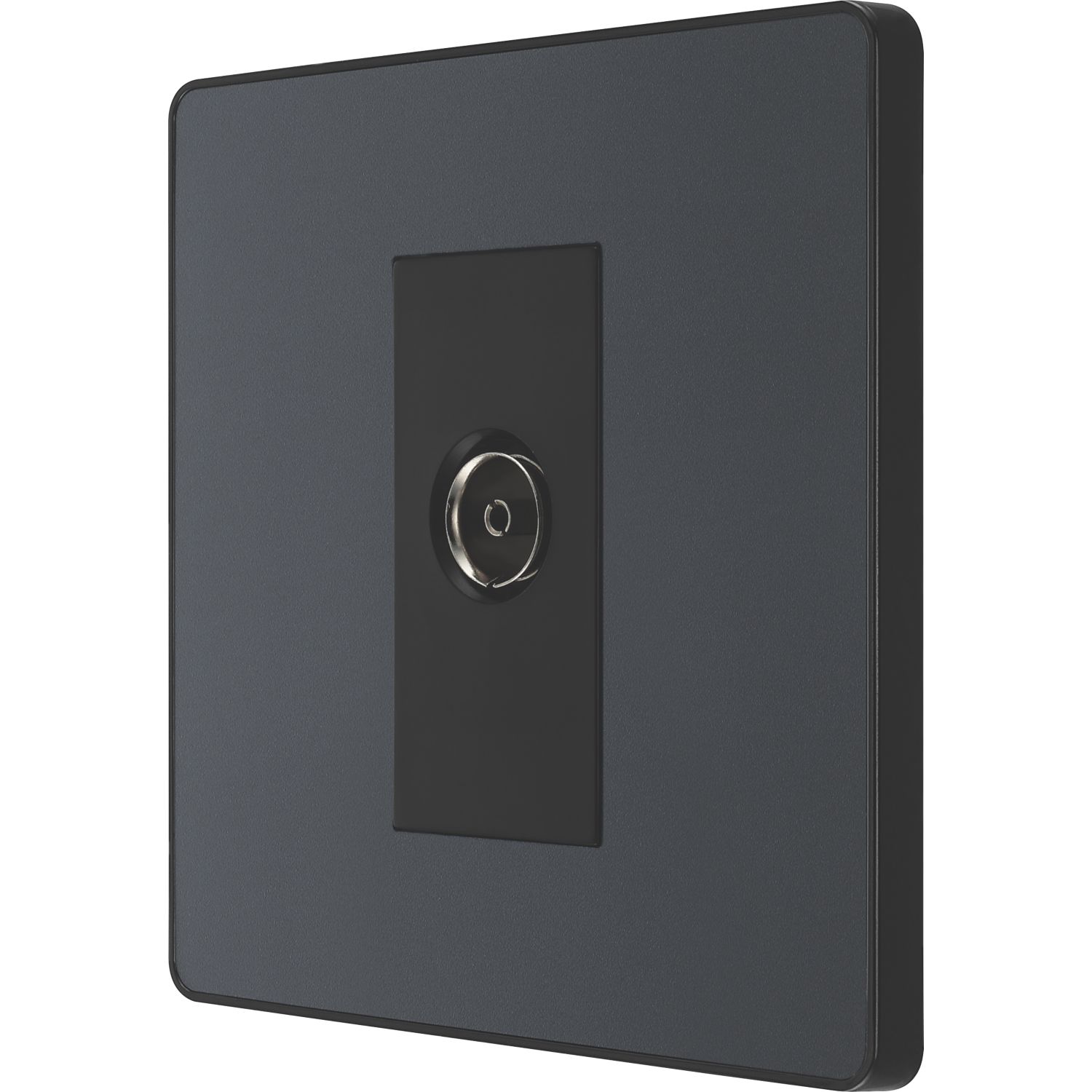 British General Evolve 1-Gang Coaxial TV / FM Socket Grey with Black Inserts (492RF)