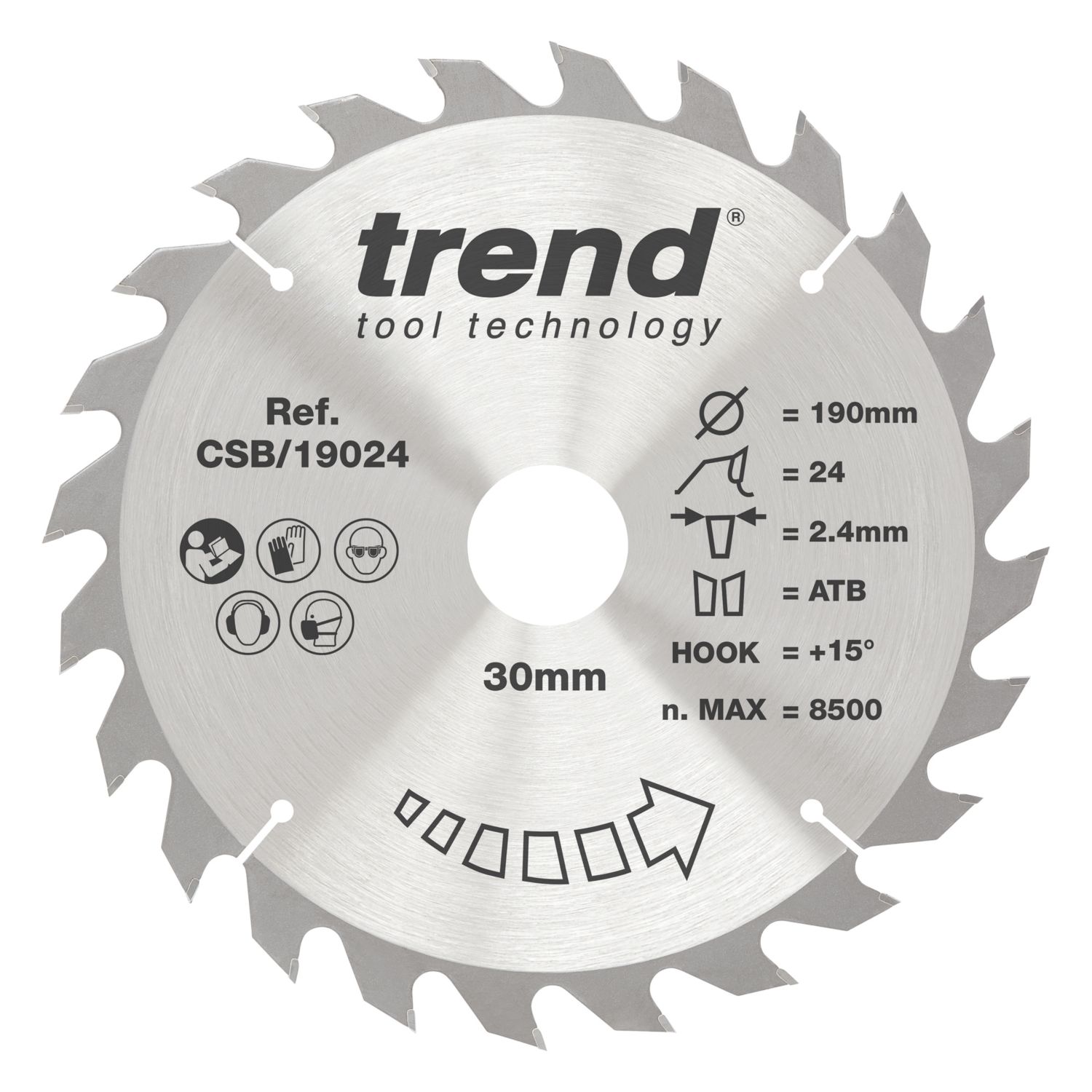 Trend CSB/19024 Wood Circular Saw Blade 190mm x 30mm 24T (493XG)