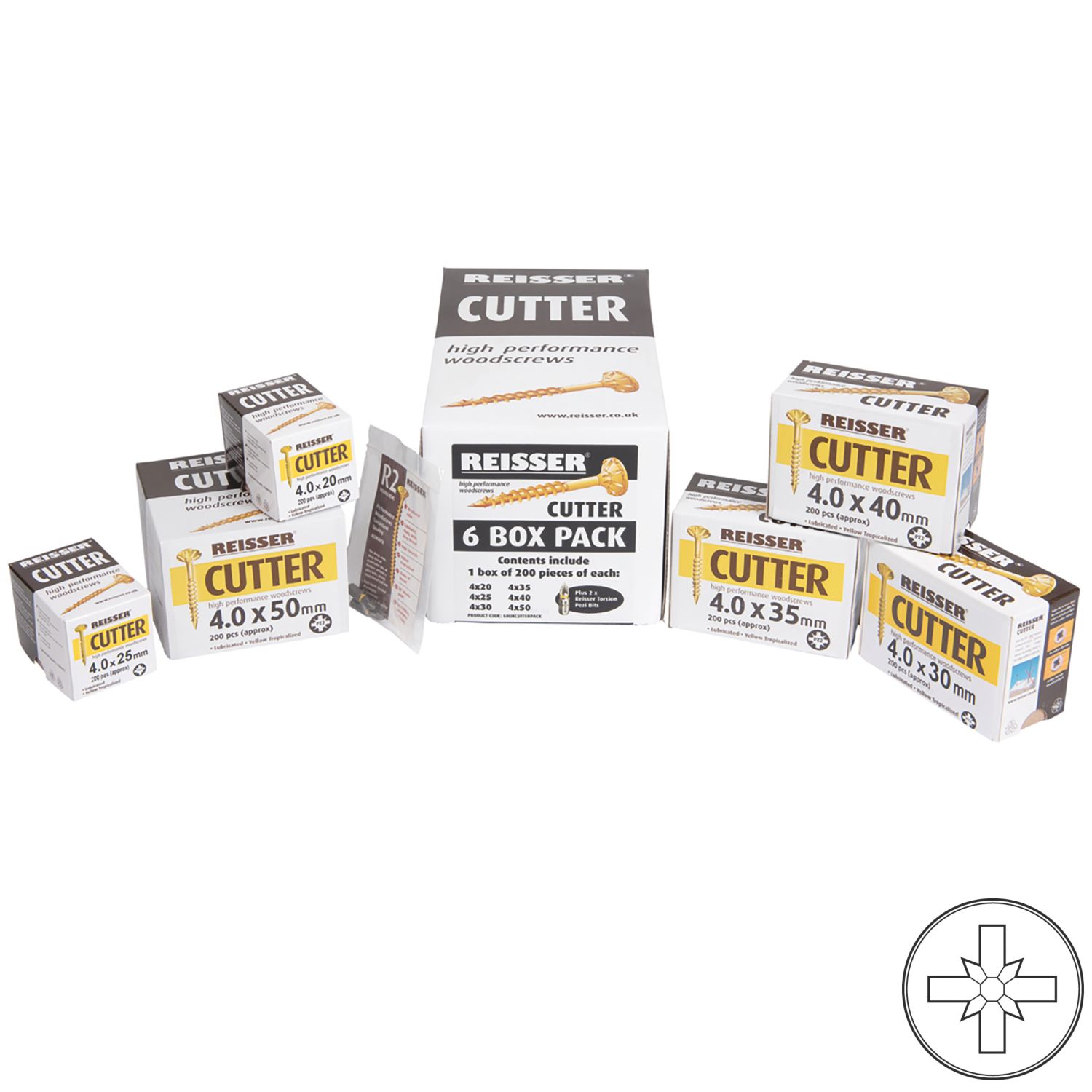 Reisser Cutter PZ Countersunk High Performance Woodscrew Trial Pack 1202 Pieces (495PV)