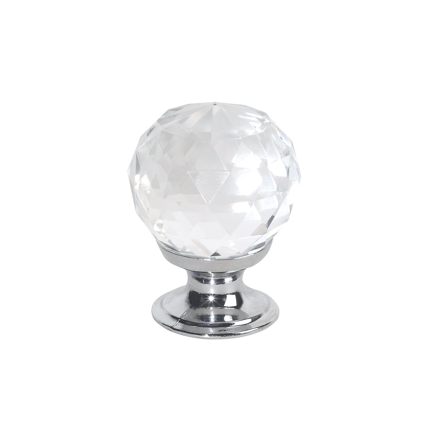 Essentials Modern Cabinet Knobs Faceted Glass / Polished Chrome 30mm 2 Pack (49698)