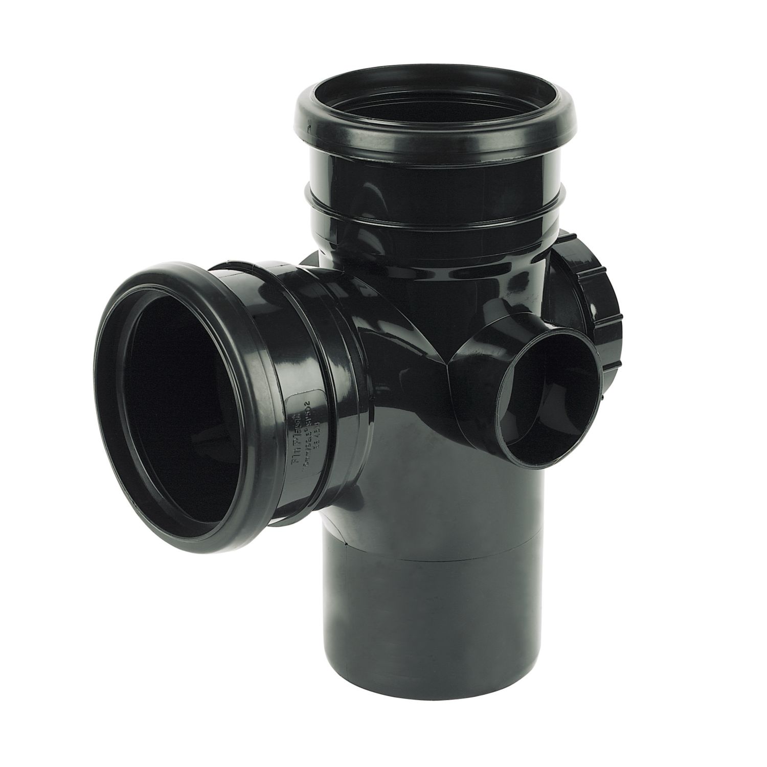 FloPlast Push-Fit 2-Boss 92.5° Double Socket Access Branch Black 110mm (49750)