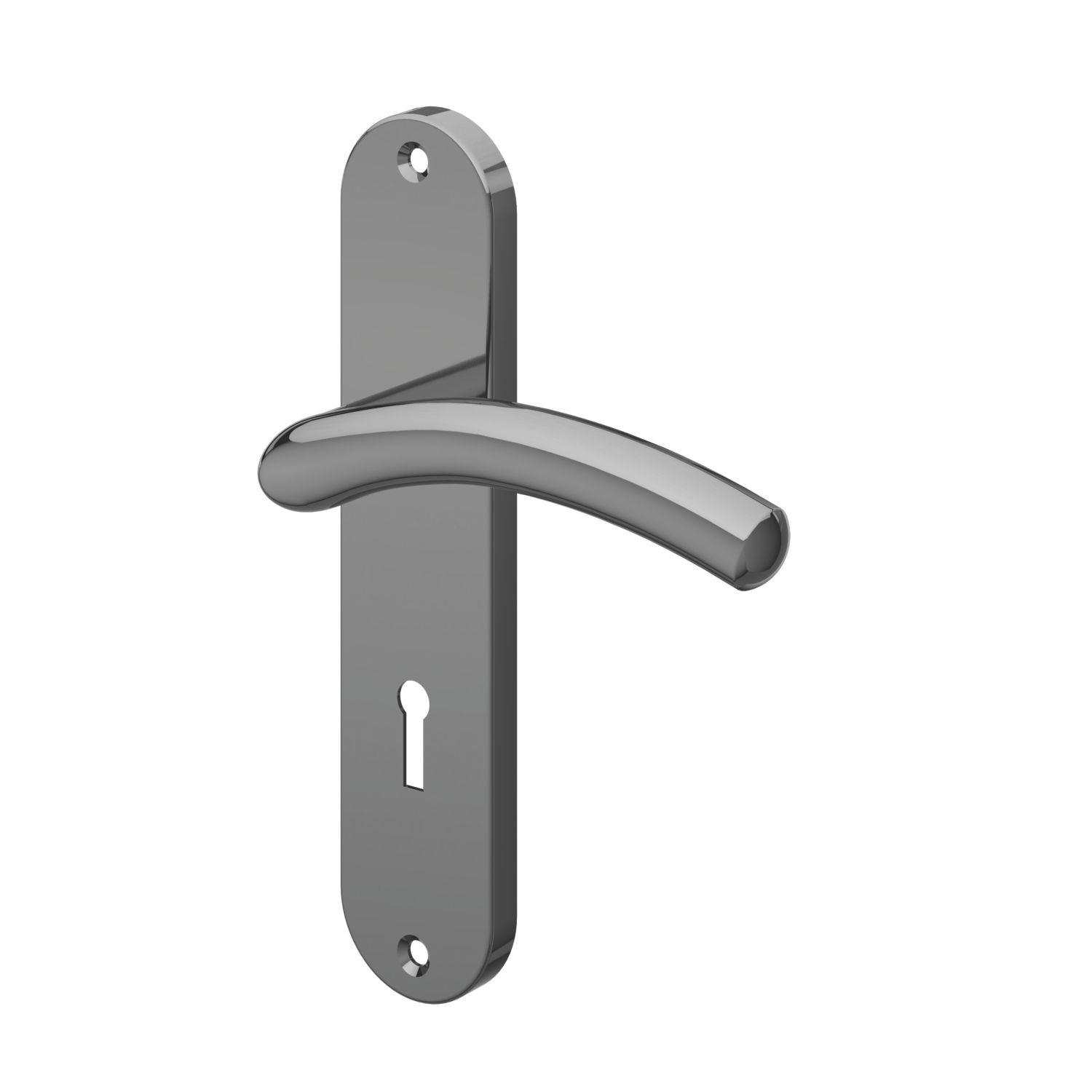 Cooke & Lewis Bourne Lever on Backplate Lockable Handle Pair Polished / Black Nickel (497CM)