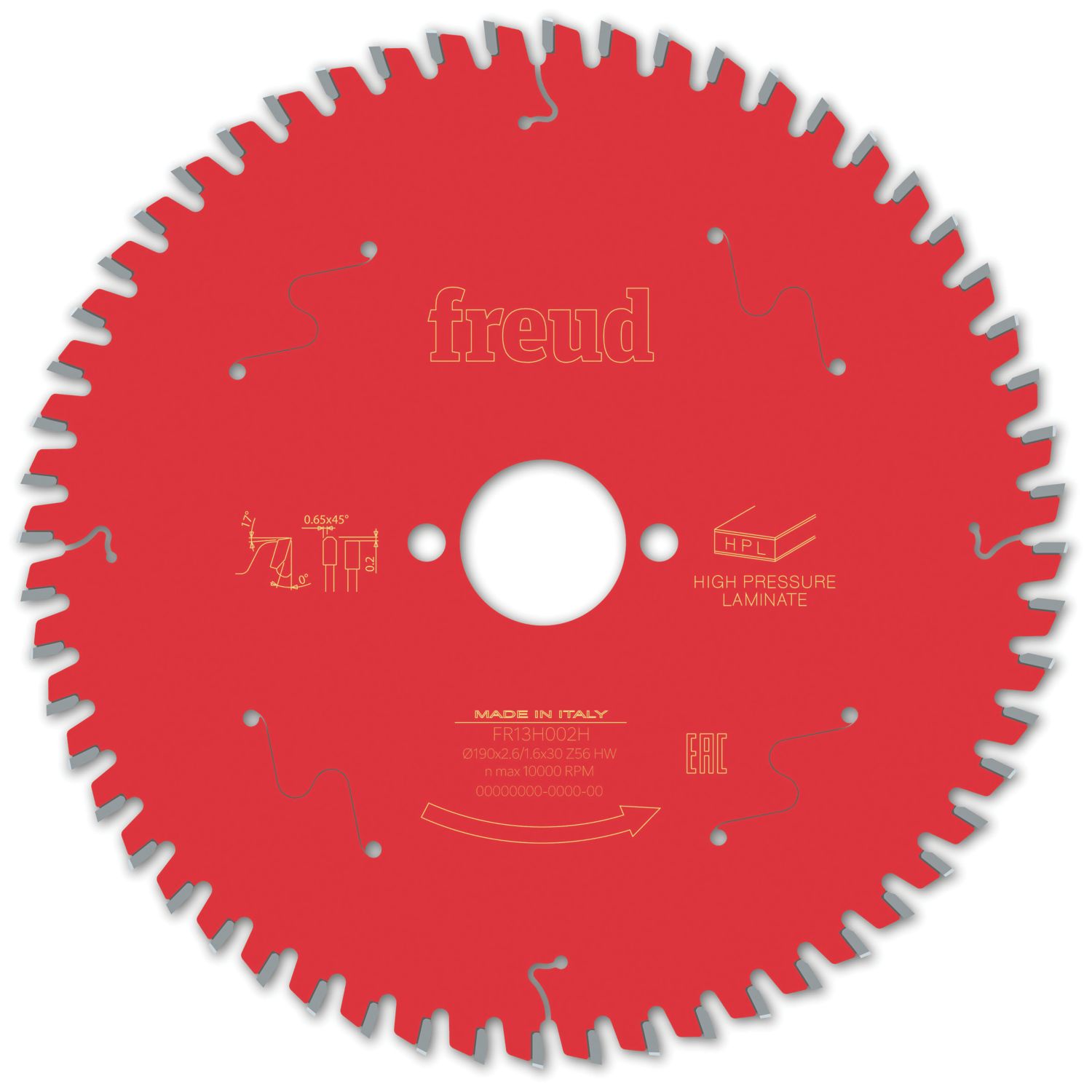 Freud F03FS09868 High Pressure Laminate Circular Saw Blade 190mm x 30mm 56T (497VV)