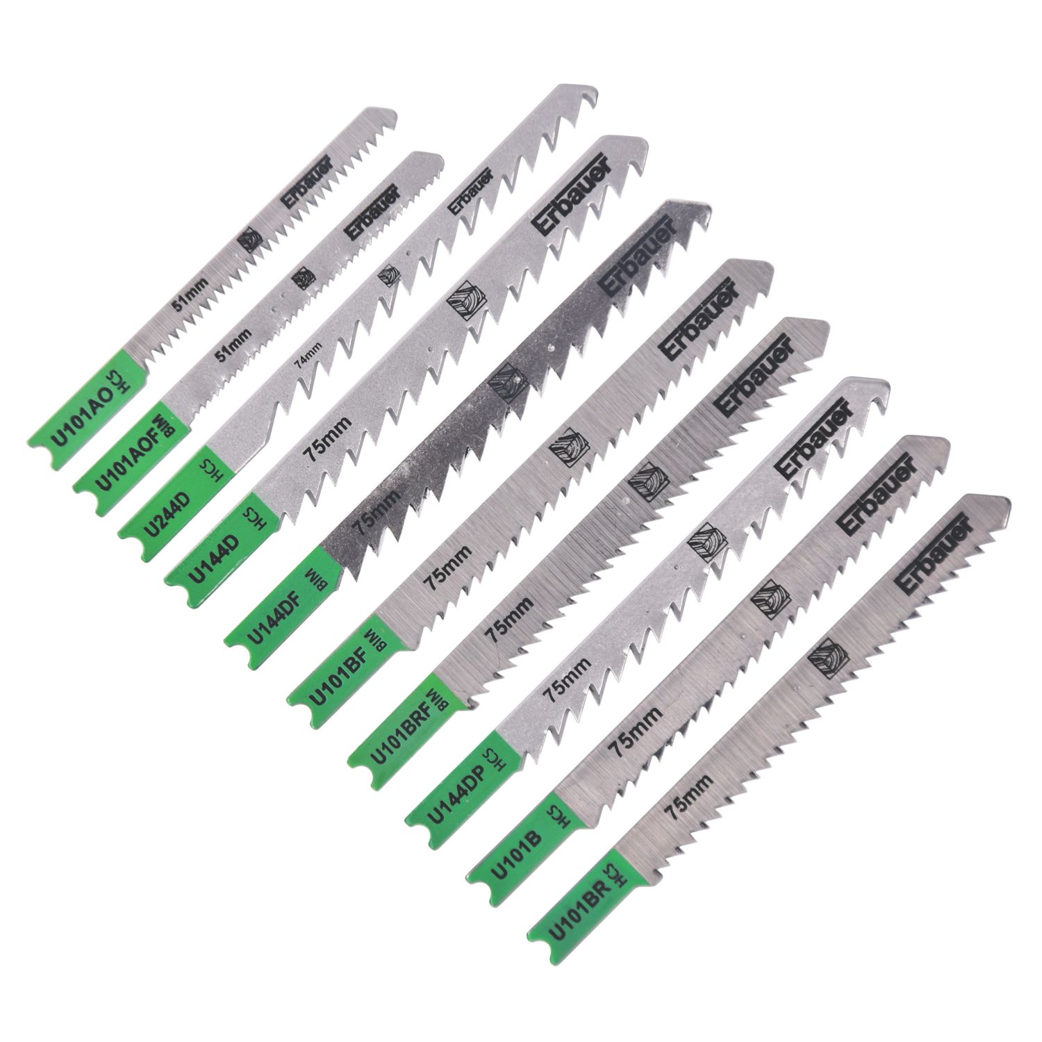 Erbauer Wood Jigsaw Blade Set 10 Pieces (498PH)