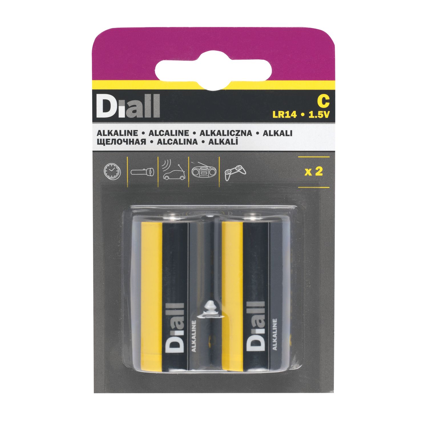 Diall C 1.5V Alkaline Batteries 2 Pack (5002K)