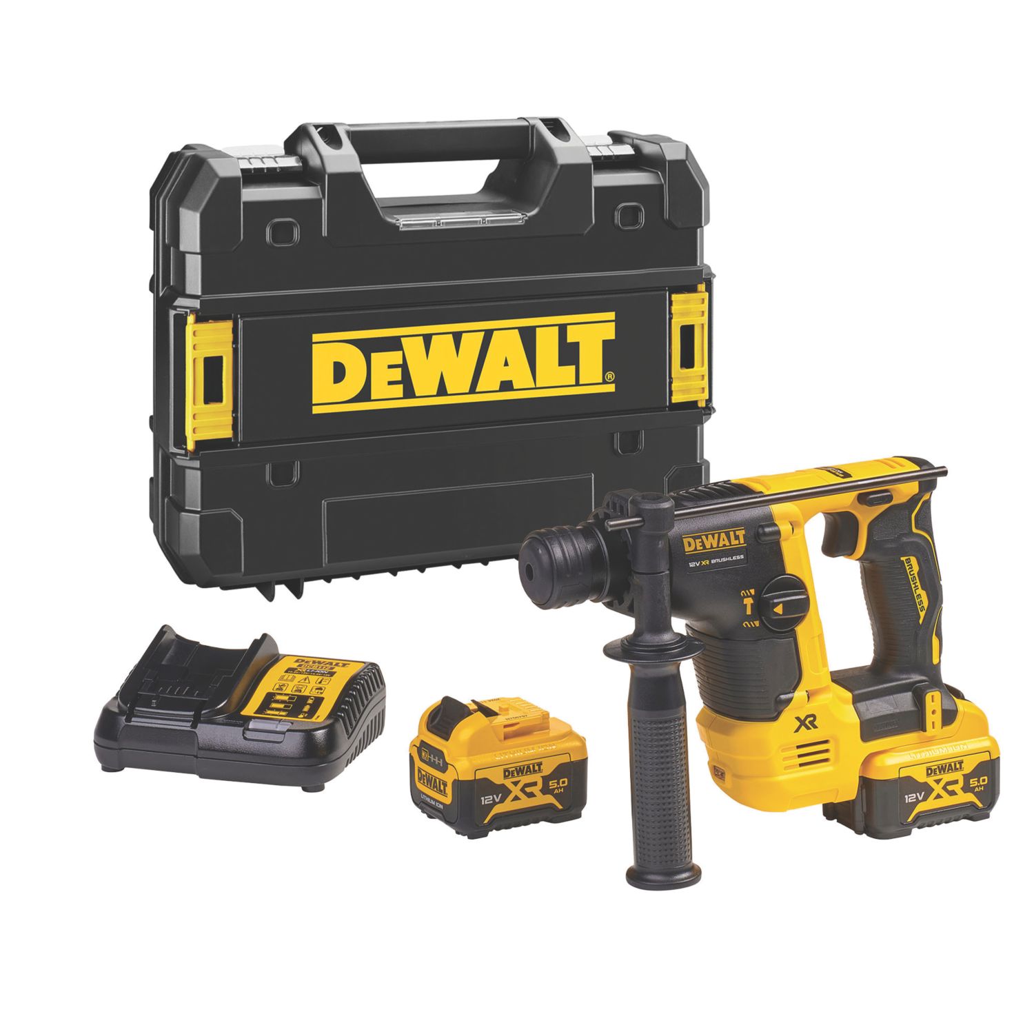DEWALT DCH072P2-GB 2.1kg 12V 2 x 5.0Ah Li-Ion XR Brushless Cordless SDS+ Drill (500RL)