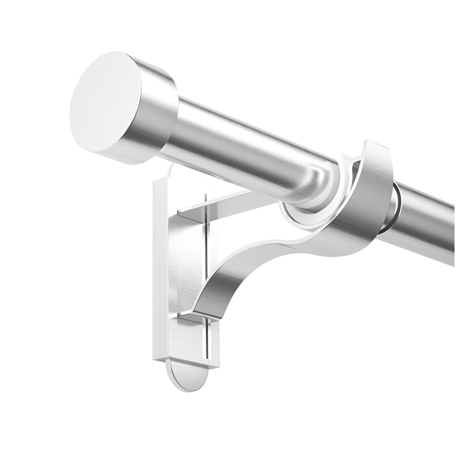 Rothley Brushed Stainless Steel Extendable Curtain Pole w/ Stud Finials 28mm x 125-216cm (502YU)