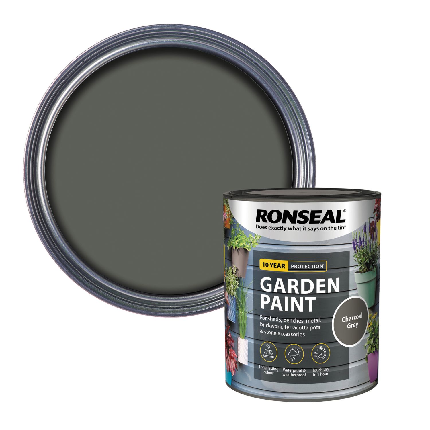Ronseal 750ml Charcoal Grey Matt Garden Paint (5031T)