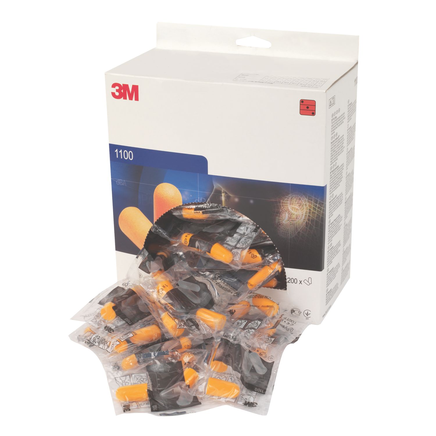 3M 1100 35dB Foam Ear Plugs 200 Pairs (50346)