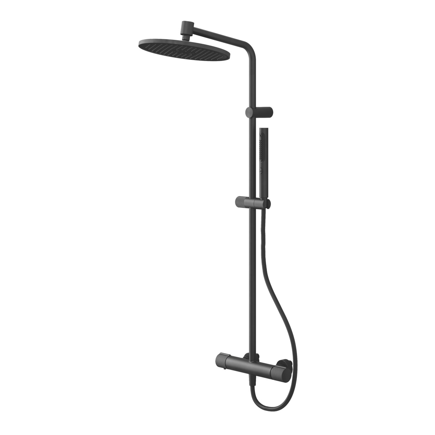 Swirl Gallen Rear-Fed Exposed Matt Black Thermostatic Multi-Head Shower (503KF)