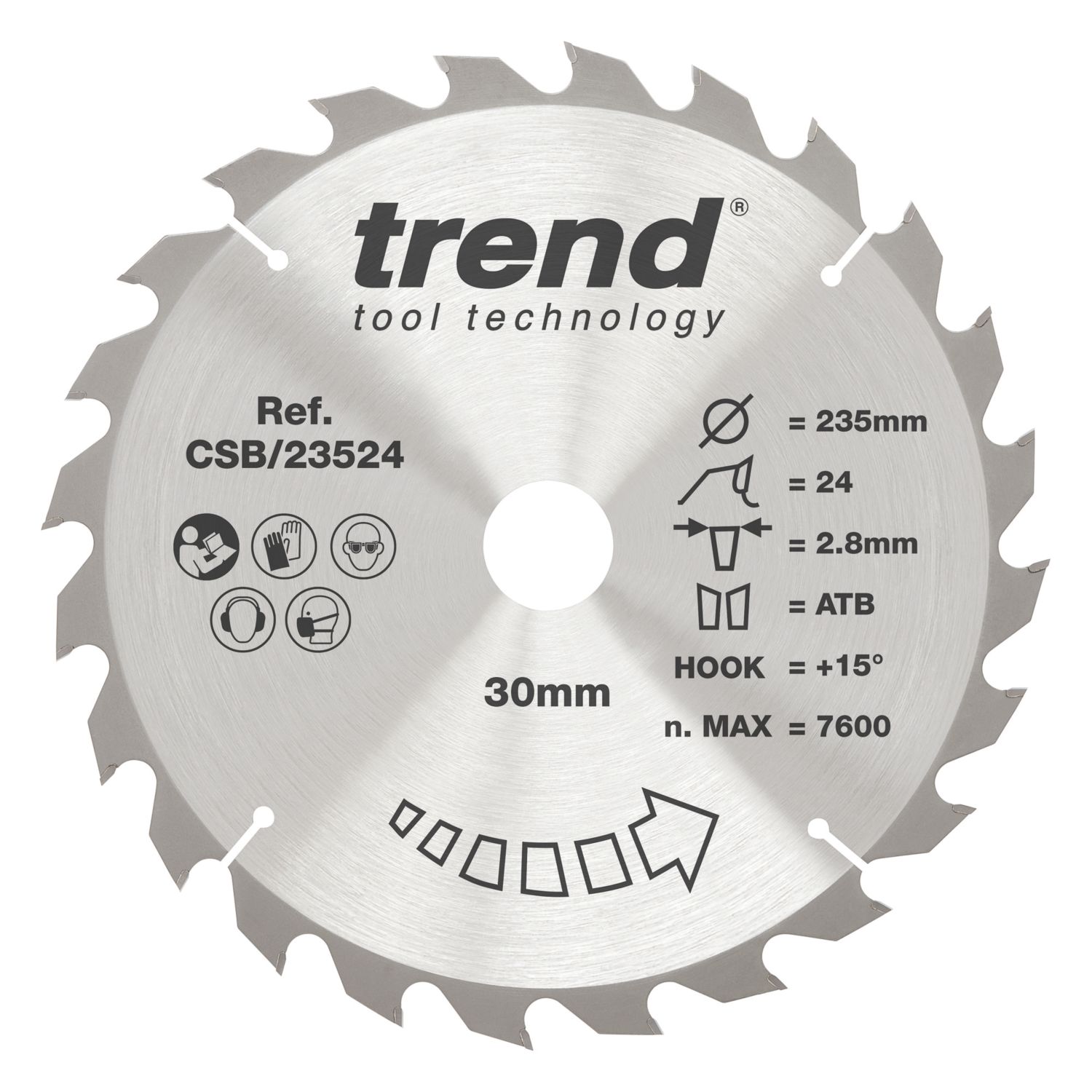 Trend CSB/23524 Wood Circular Saw Blade 235mm x 30mm 24T (509XG)