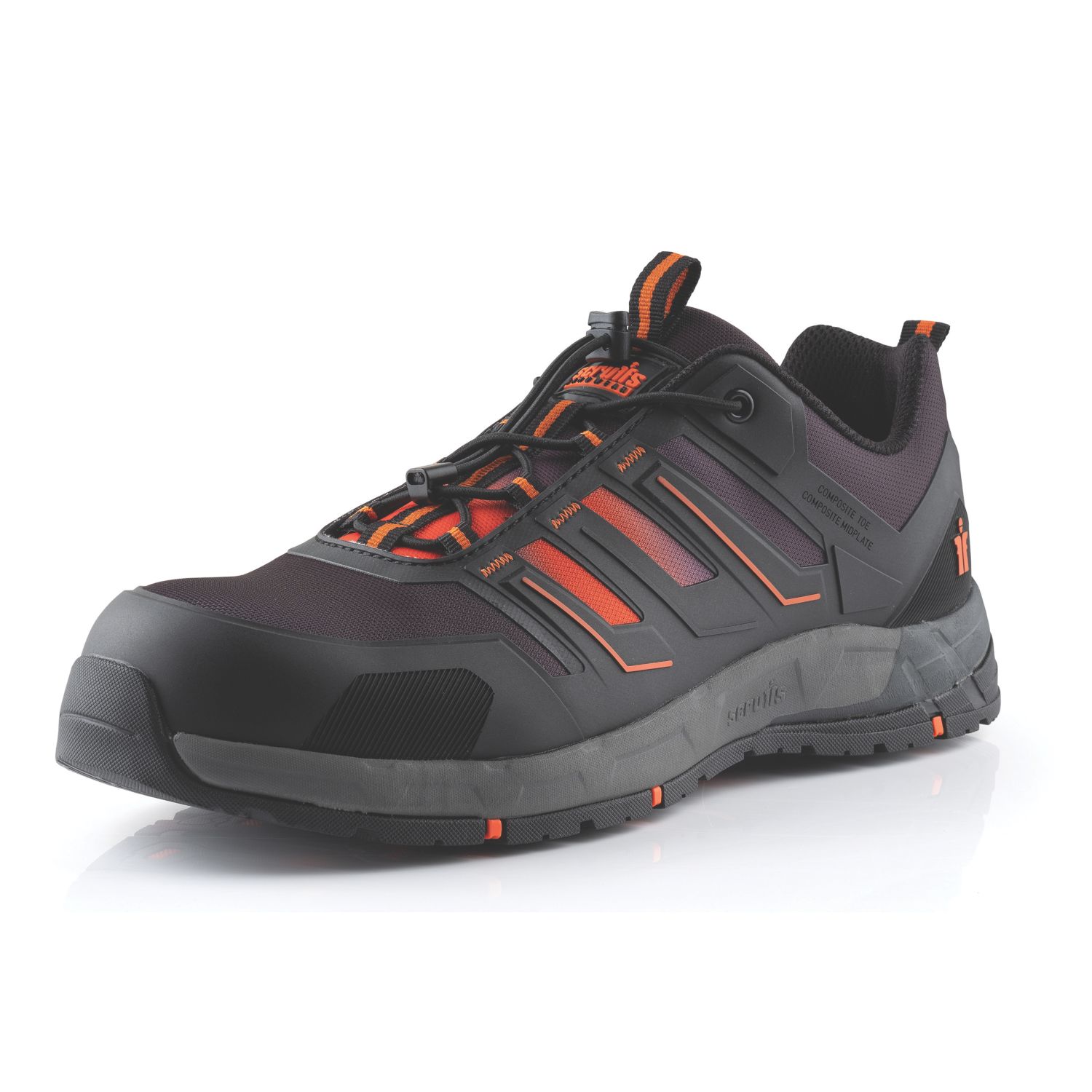 Scruffs Air Size 11 Black/Orange Water-Resistant Safety Trainers (510FW)