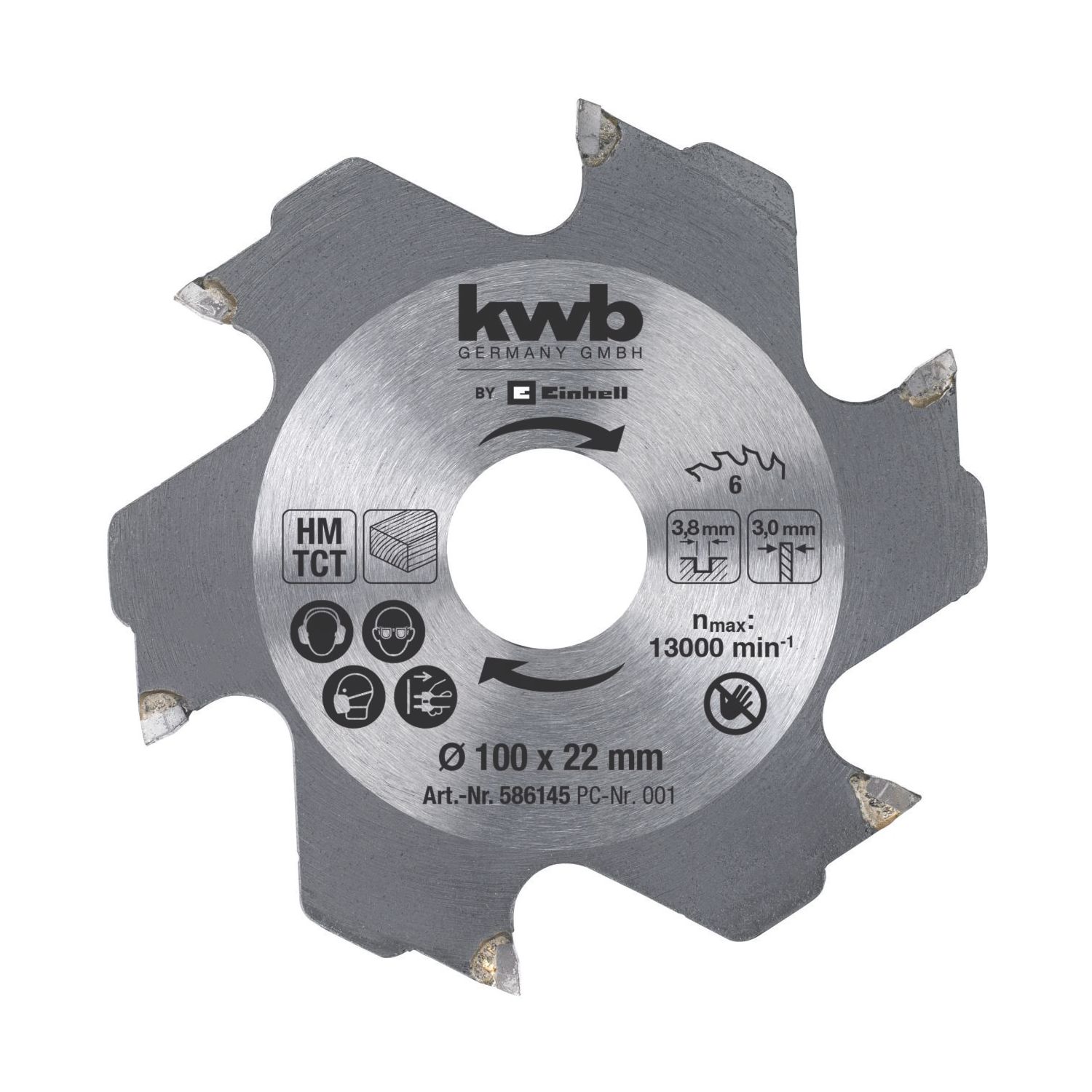 Einhell 6-Tooth TCT Biscuit Jointer Blade 100mm x 22mm (511FC)